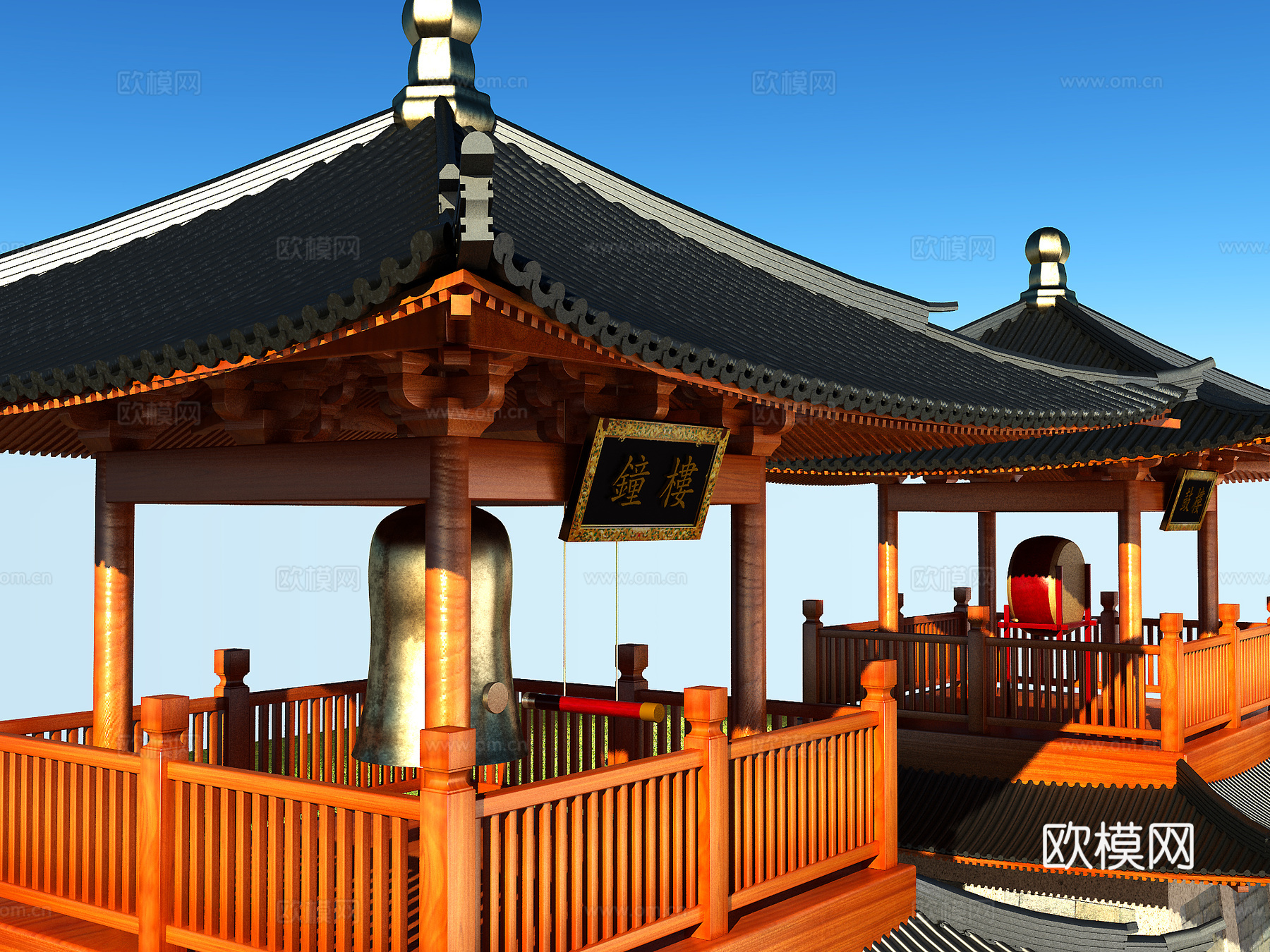 古建 钟鼓楼3d模型