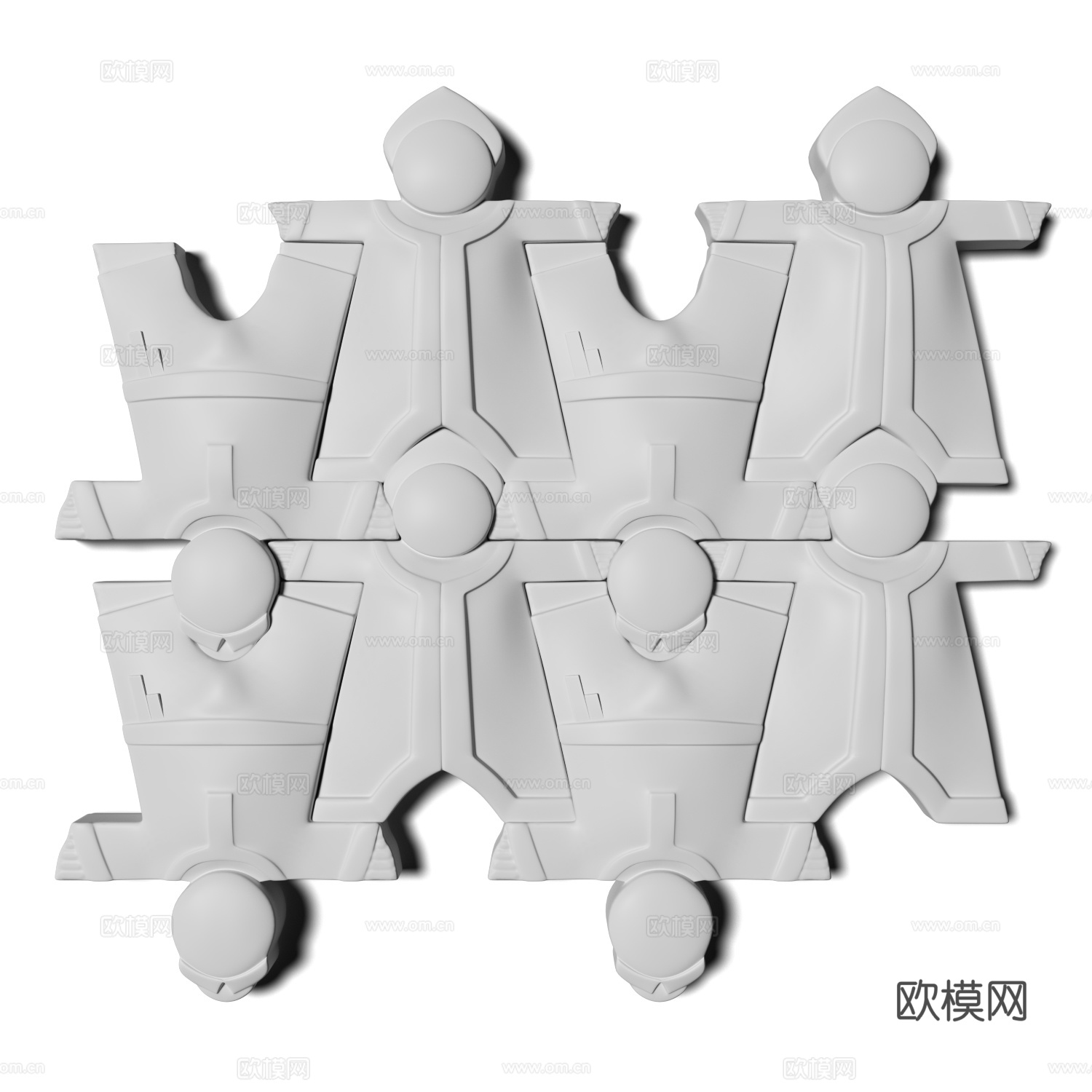 现代意式马赛克人物拼图挂件3d模型