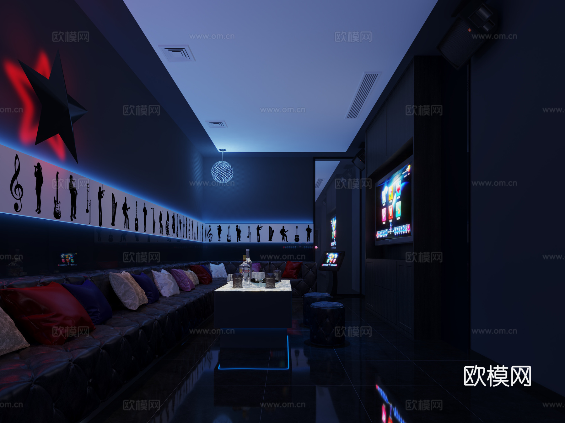 现代剧本杀店KTV主题空间3d模型