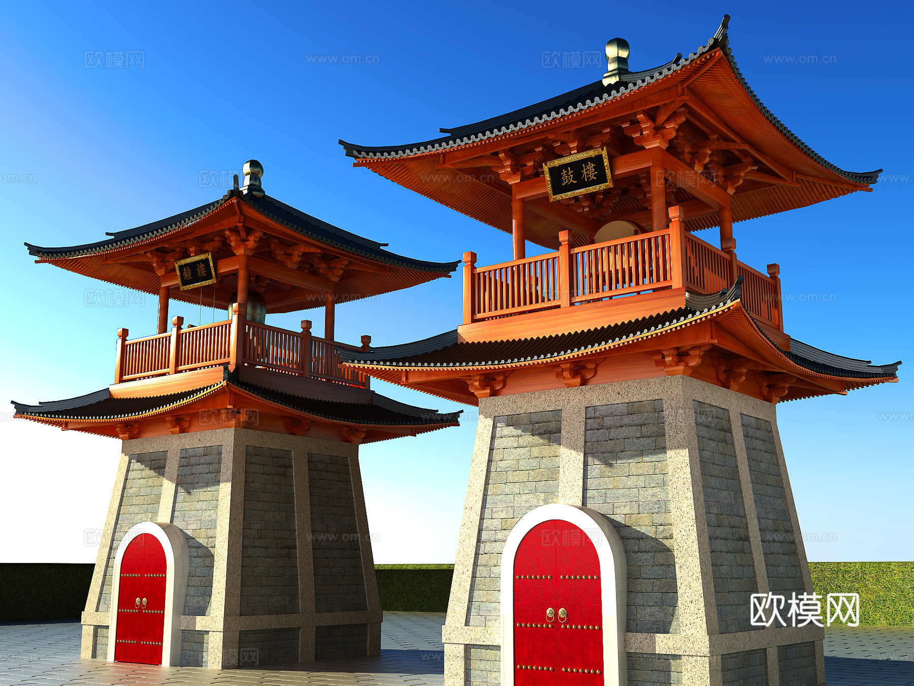 古建 钟鼓楼3d模型