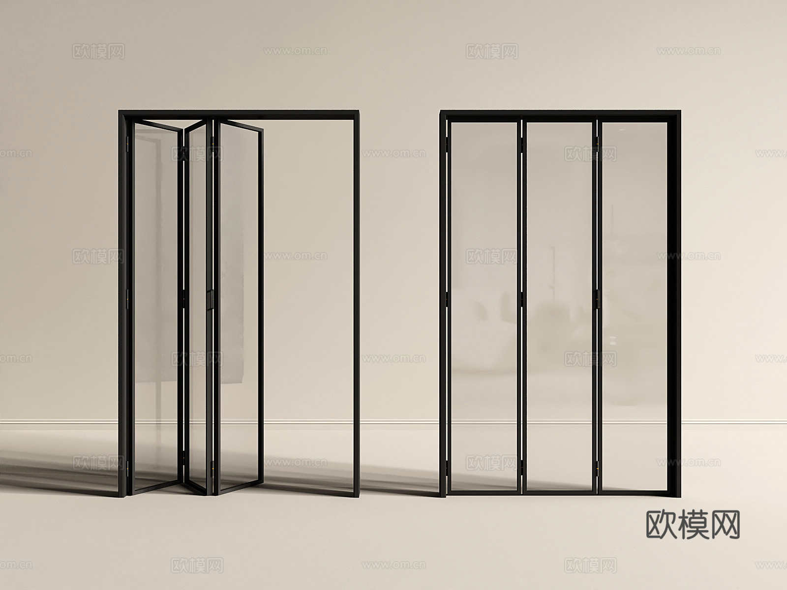 现代折叠门玻璃折叠门3d模型