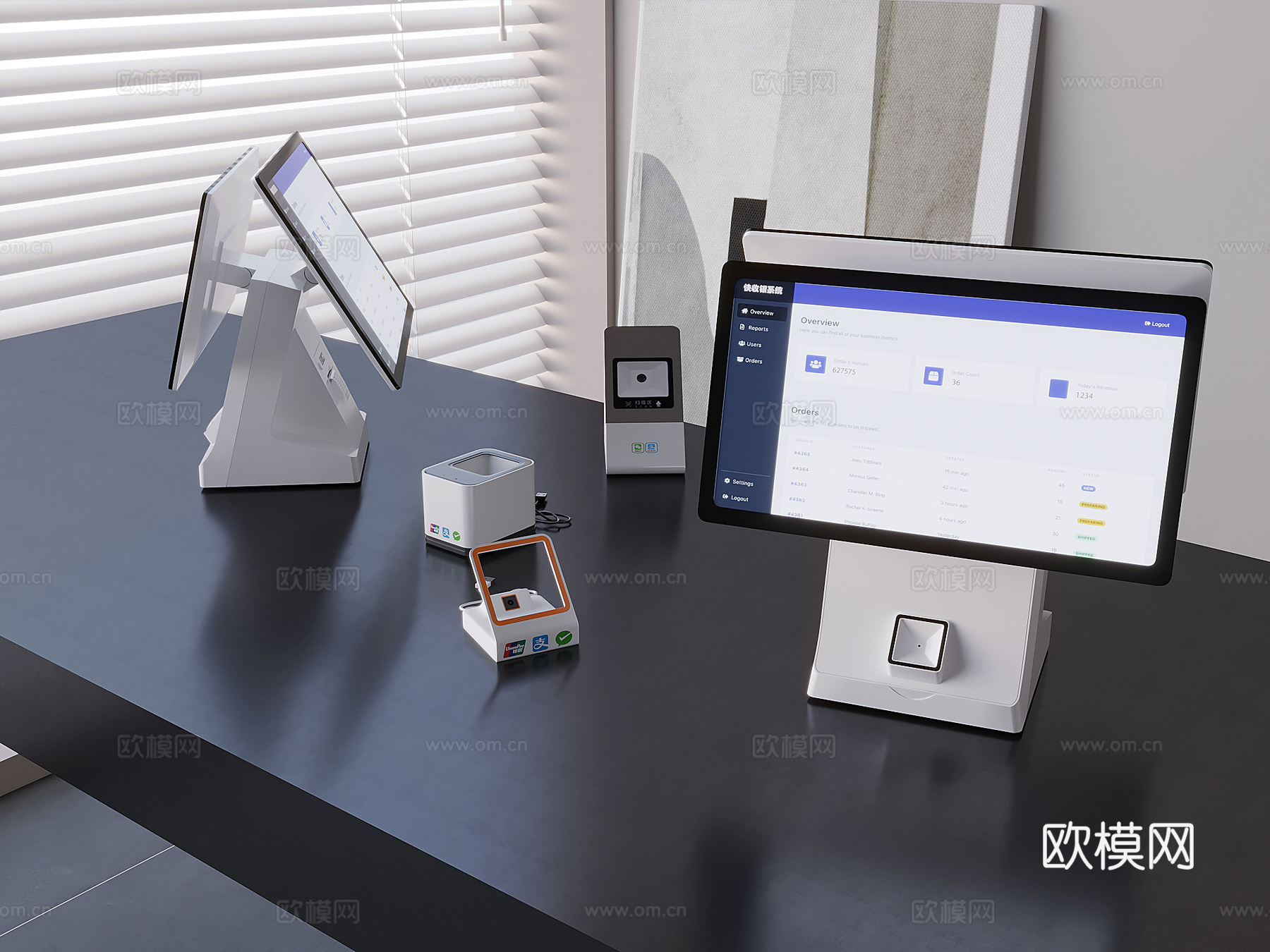 收款机收银系统 点餐机扫码支付 二维码付款收银机3d模型