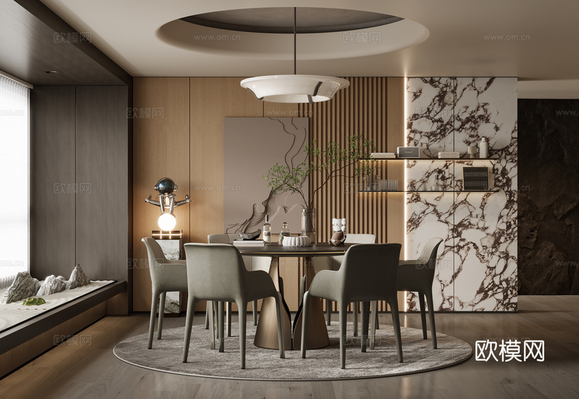 現(xiàn)代餐廳3d模型下載(渲染圖1)