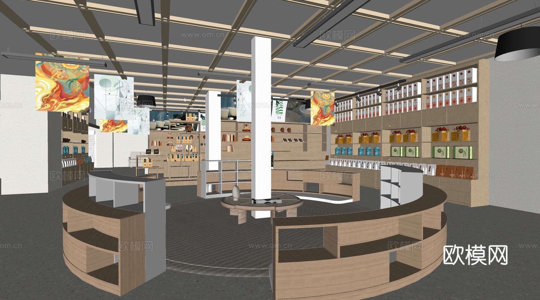 现代文创商店 文创超市 文创展柜 文创展架 文创商品su模型