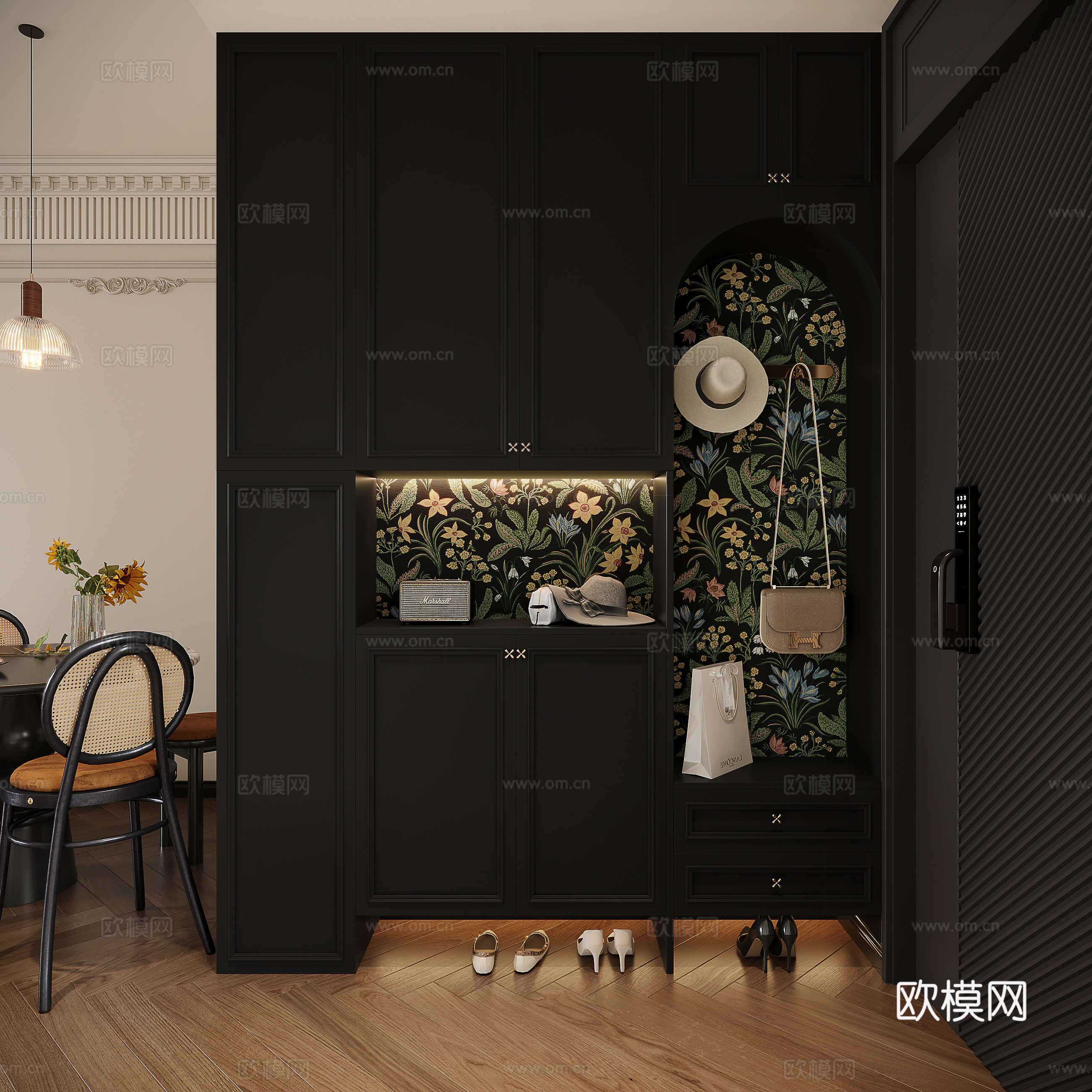 法式复古鞋柜3d模型