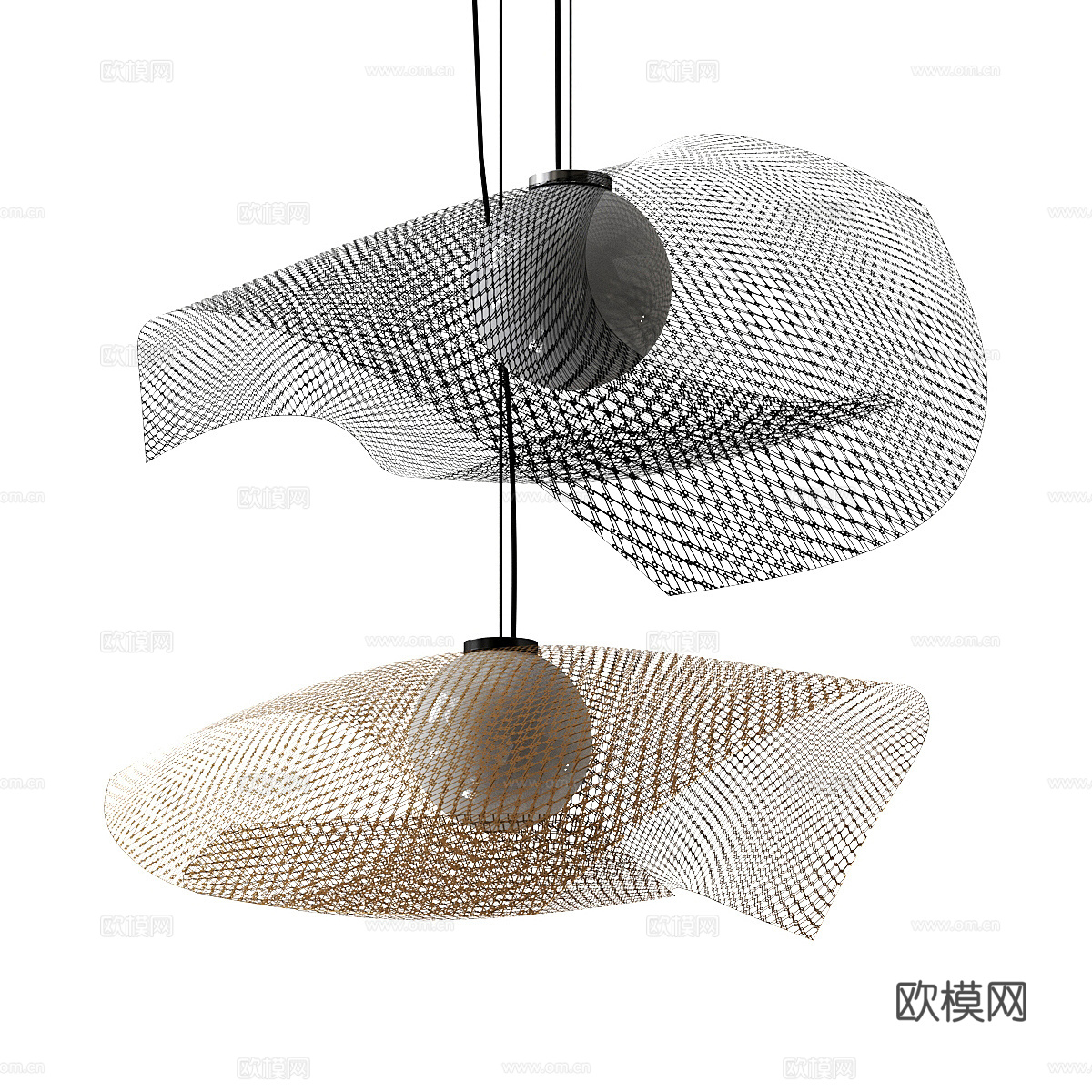 现代轻奢极简网格装饰吊灯3d模型