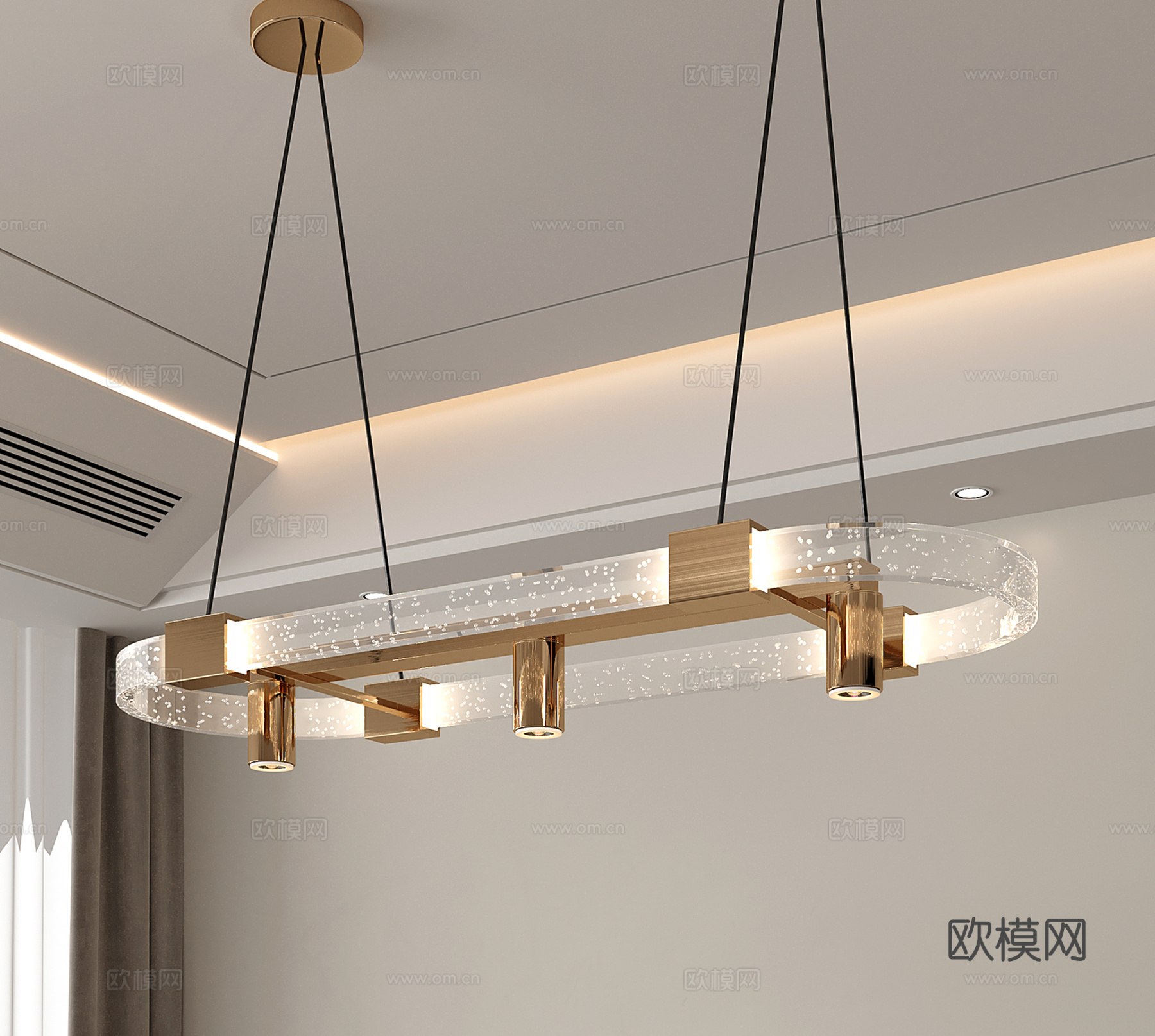 意式水晶吊灯 餐厅吊灯 金属吊灯su模型