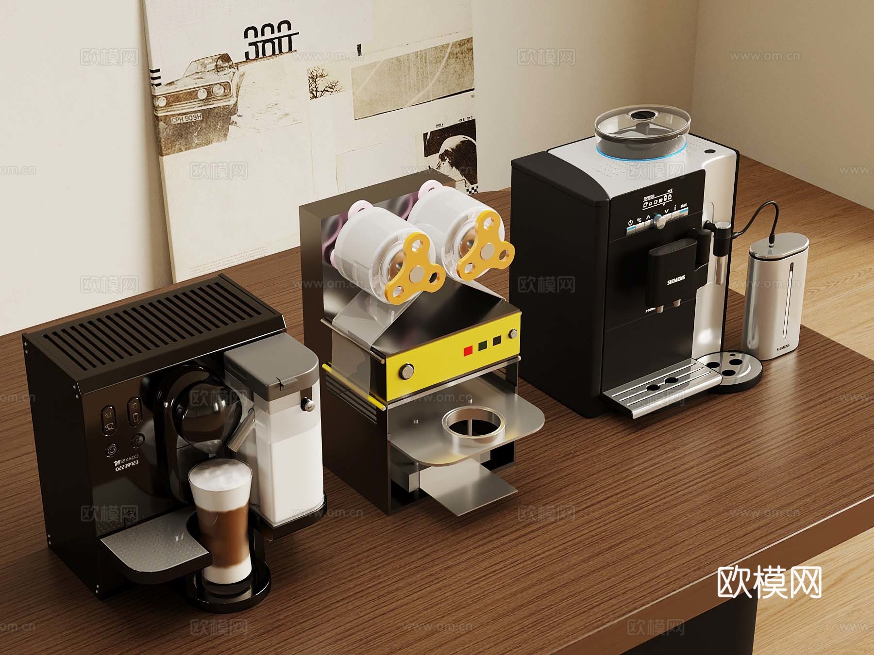奶茶机 封口机 奶茶店用具su模型