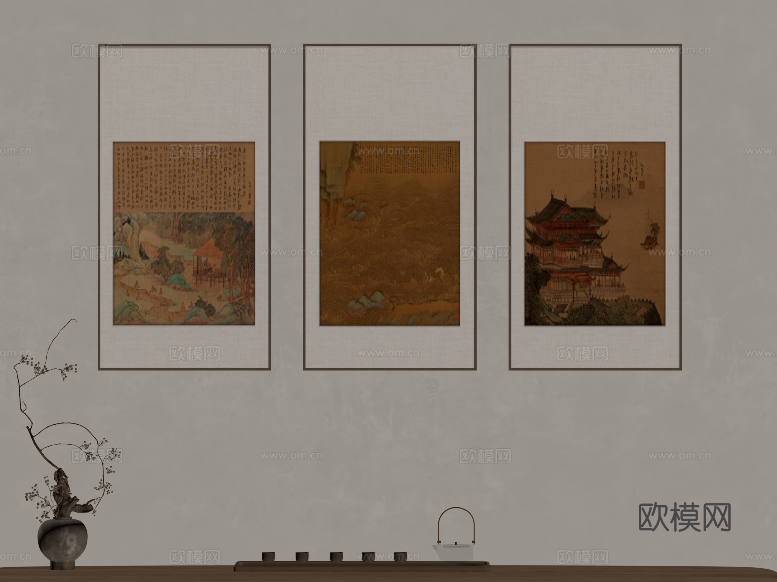 装饰画 中古装饰画su模型