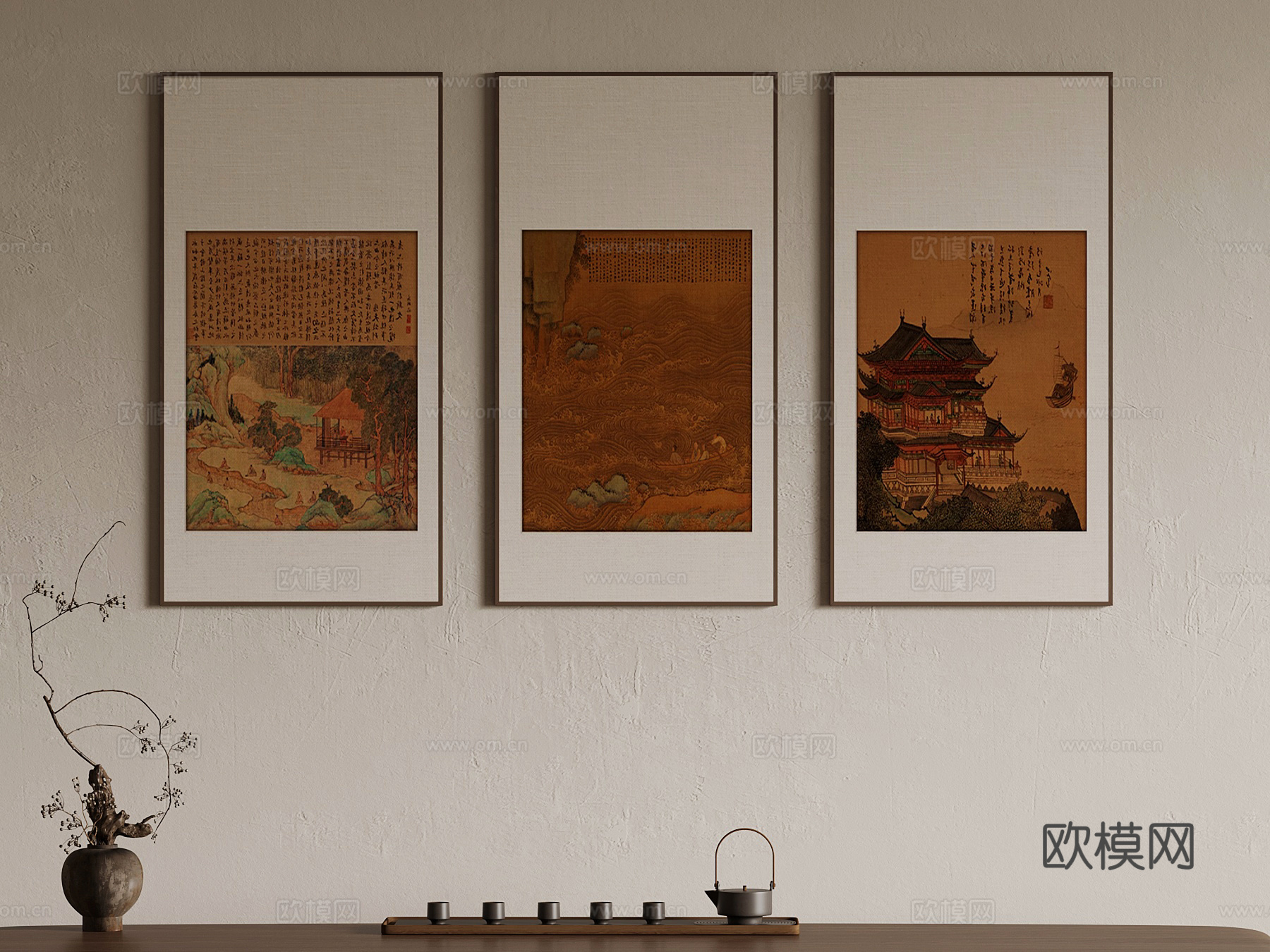 装饰画 中古装饰画su模型