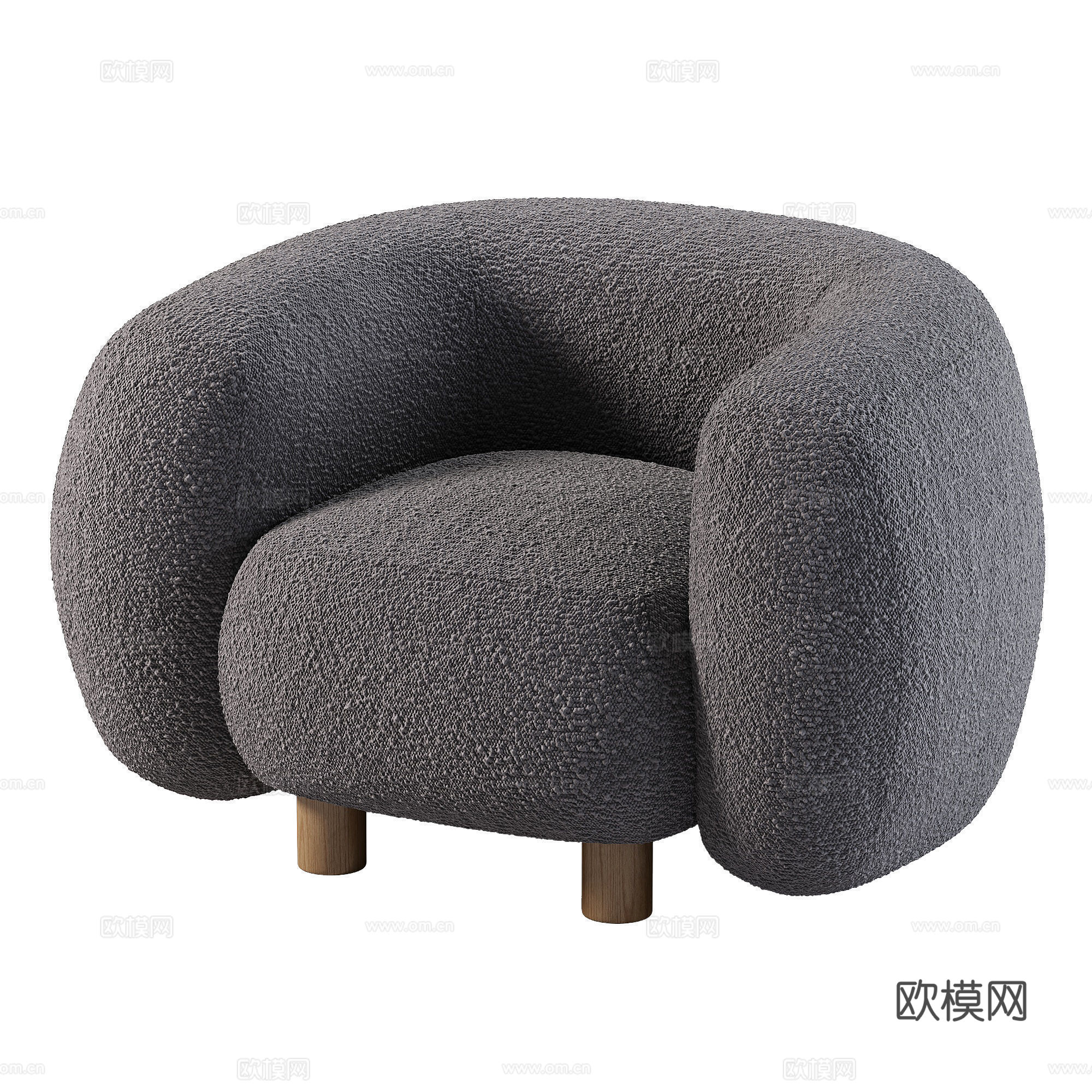现代奶油风布艺沙发椅3d模型