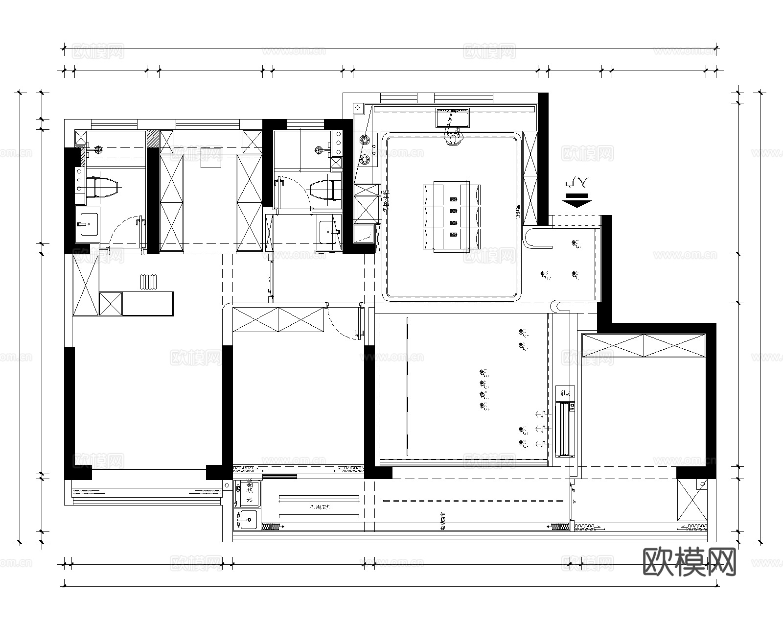 平面户型图cad施工图