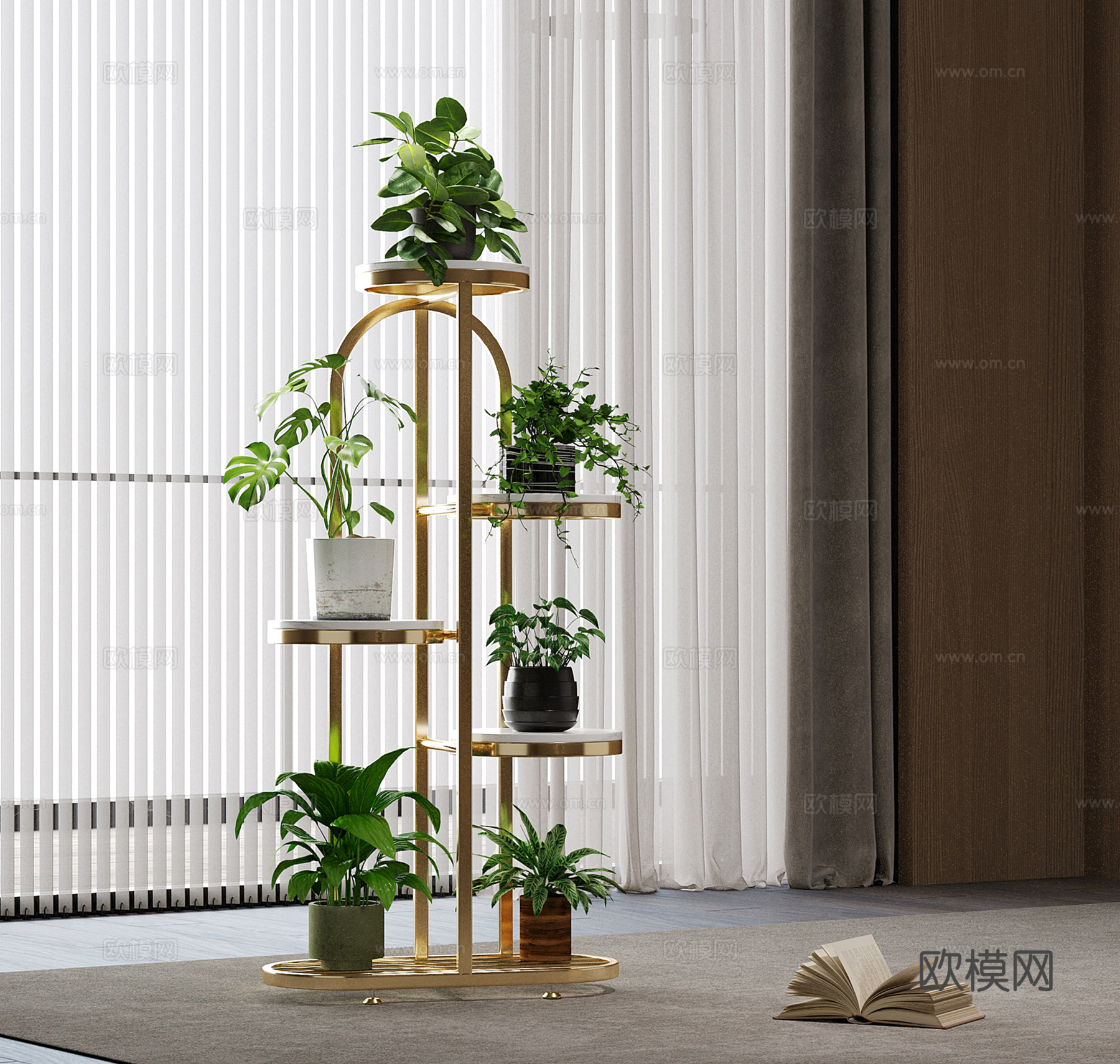 现代金属花架 花瓶花艺3d模型