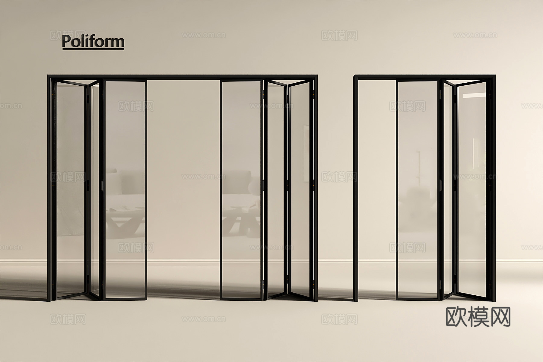 现代折叠门玻璃折叠门3d模型
