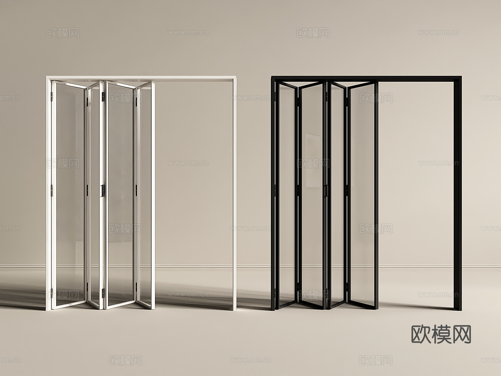 现代折叠门玻璃折叠门3d模型