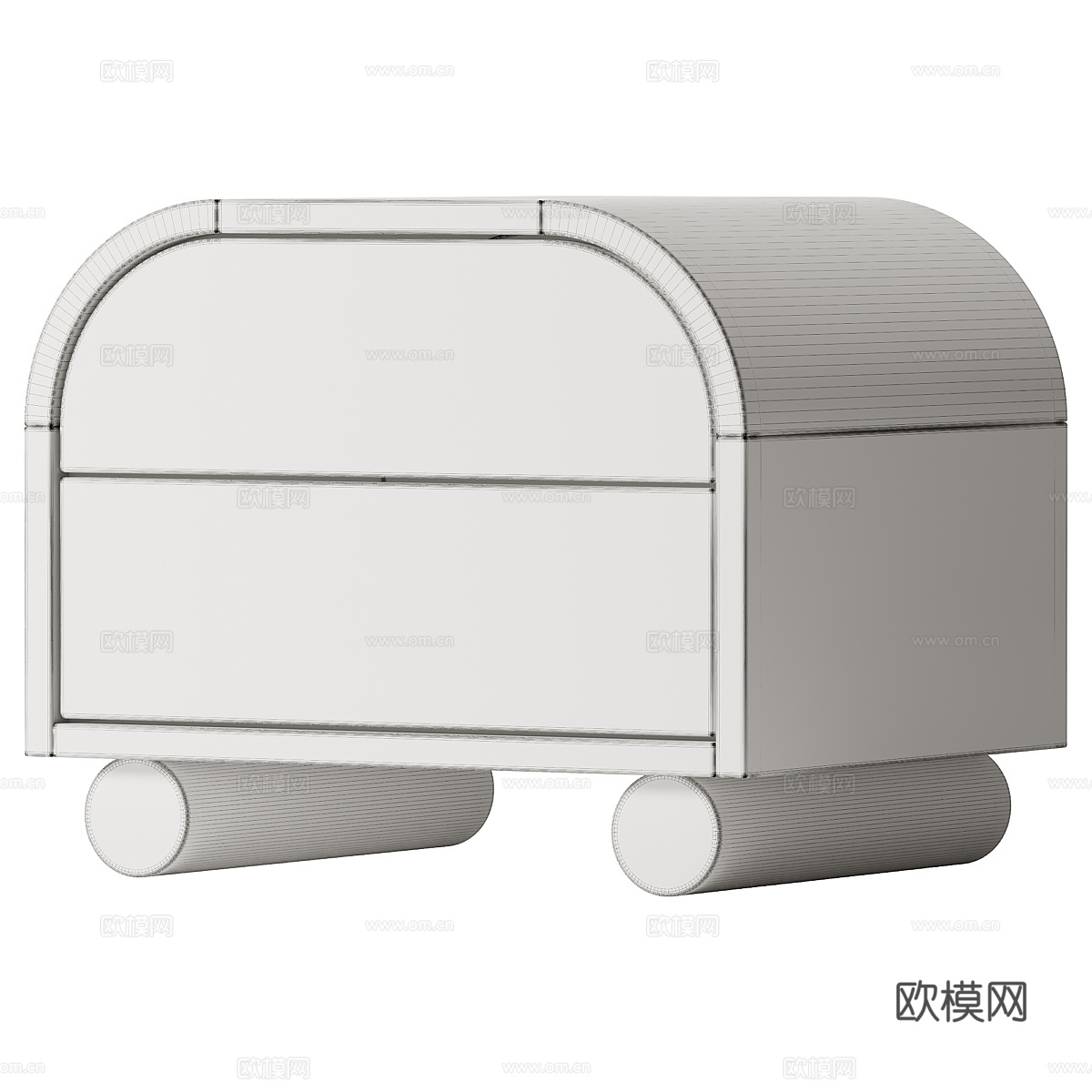 现代奶油风实木床头柜3d模型