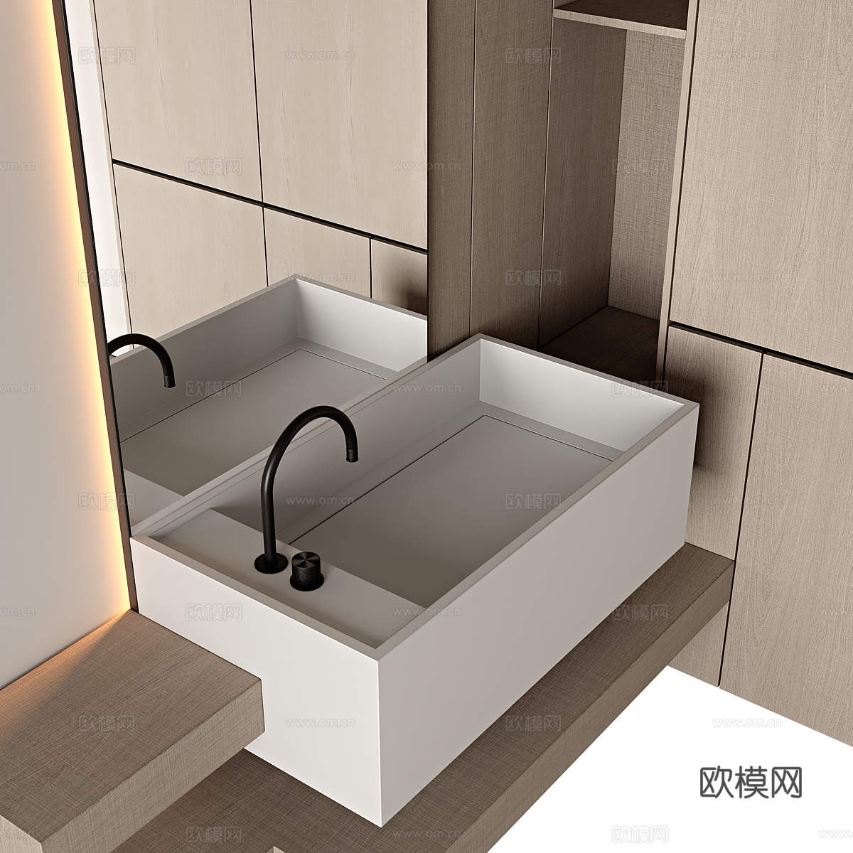 现代意式极简浴室柜3d模型