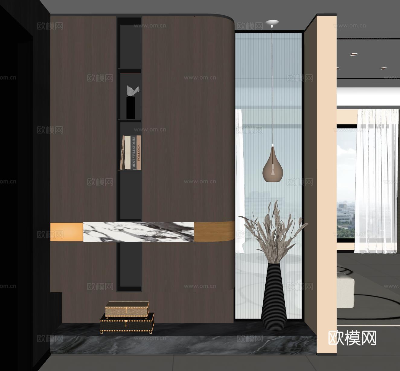 现代玄关过道 装饰性玄关 玄关隔断 入户玄关 门厅su模型