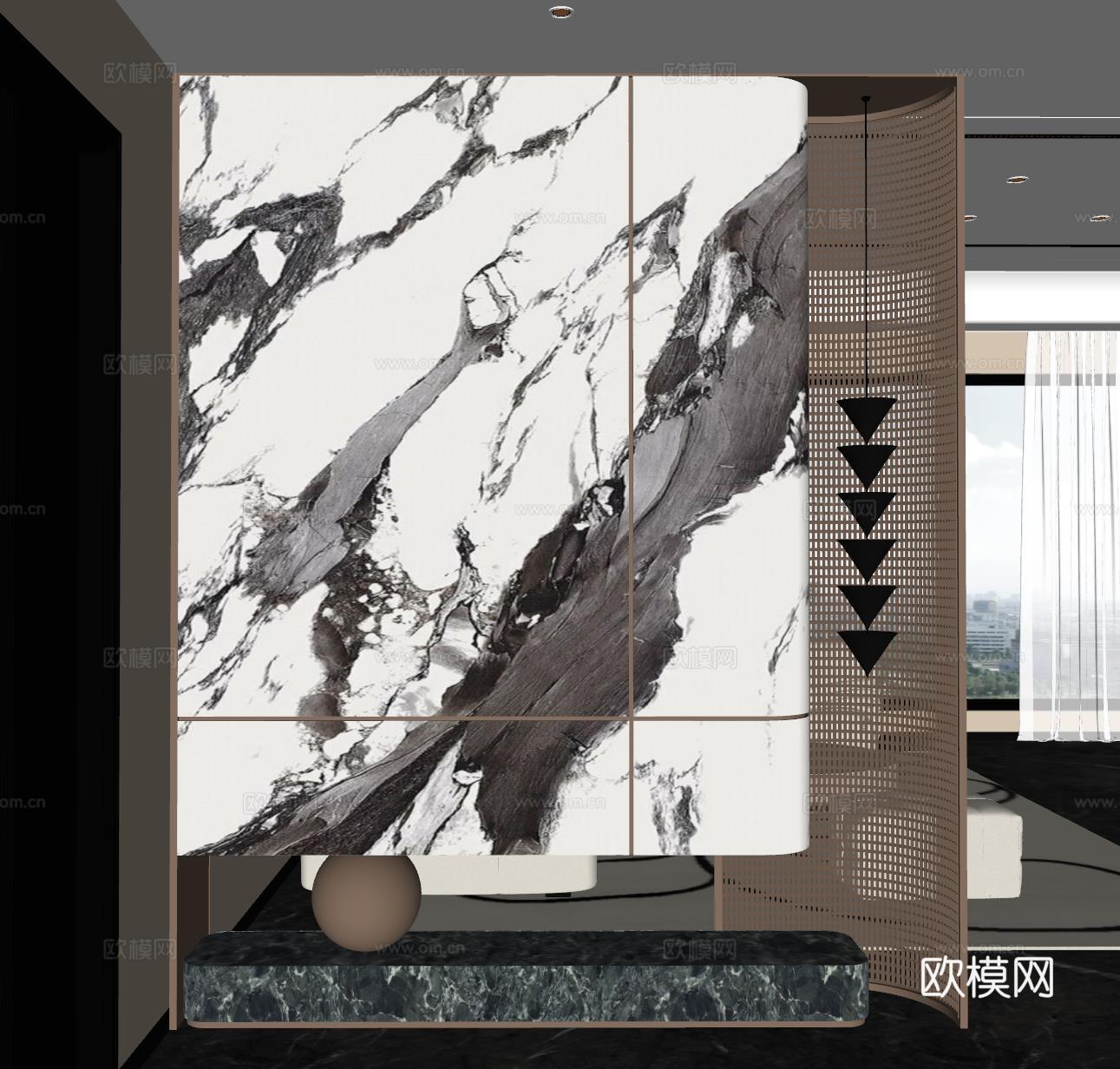 现代玄关过道 装饰性玄关 玄关隔断 入户玄关 门厅su模型