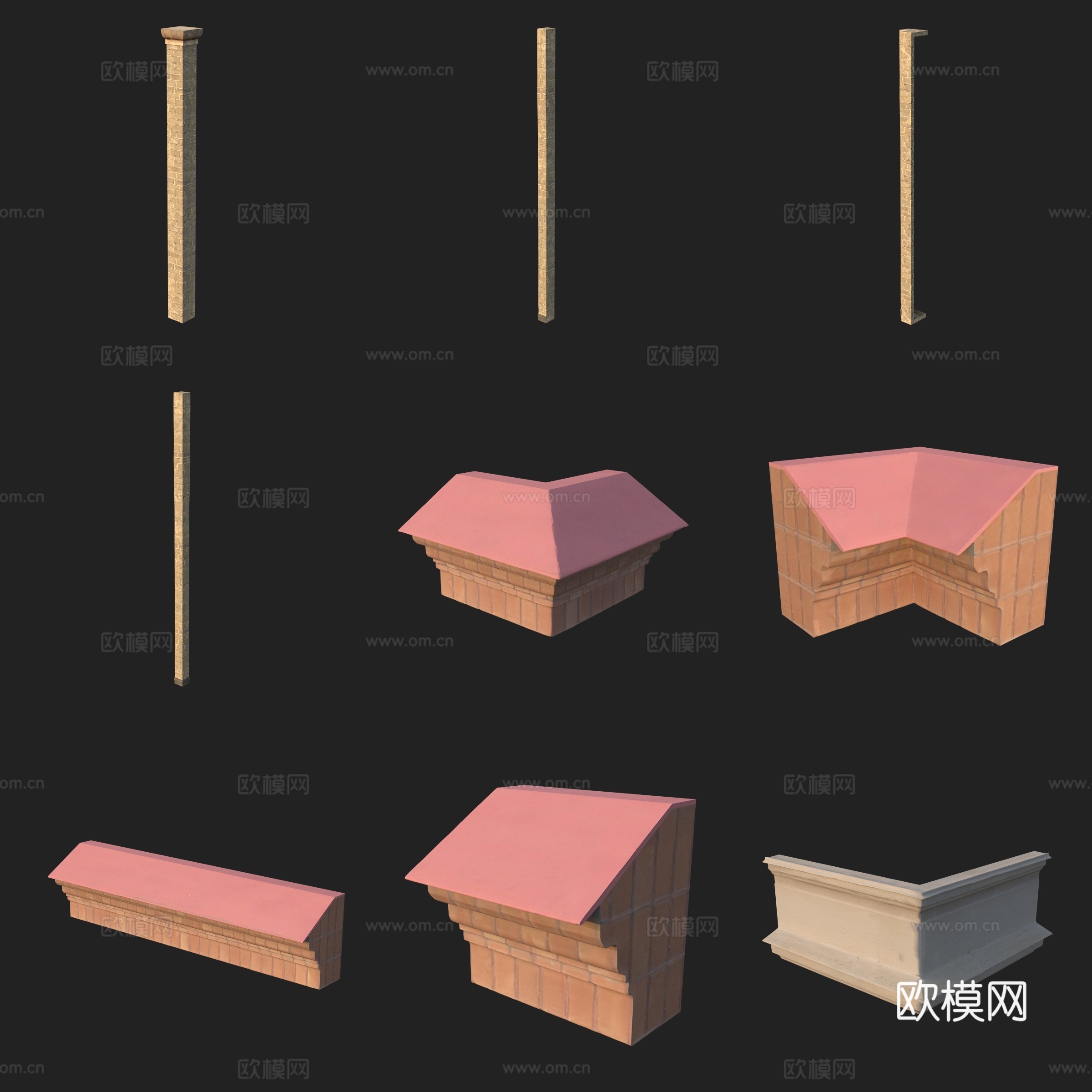 建筑构件石膏线柱子屋檐3d模型