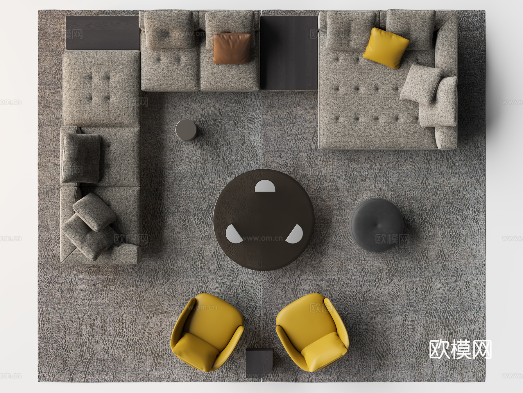 Minotti DYLAN LOW沙发茶几组合04 大空间沙3d模型