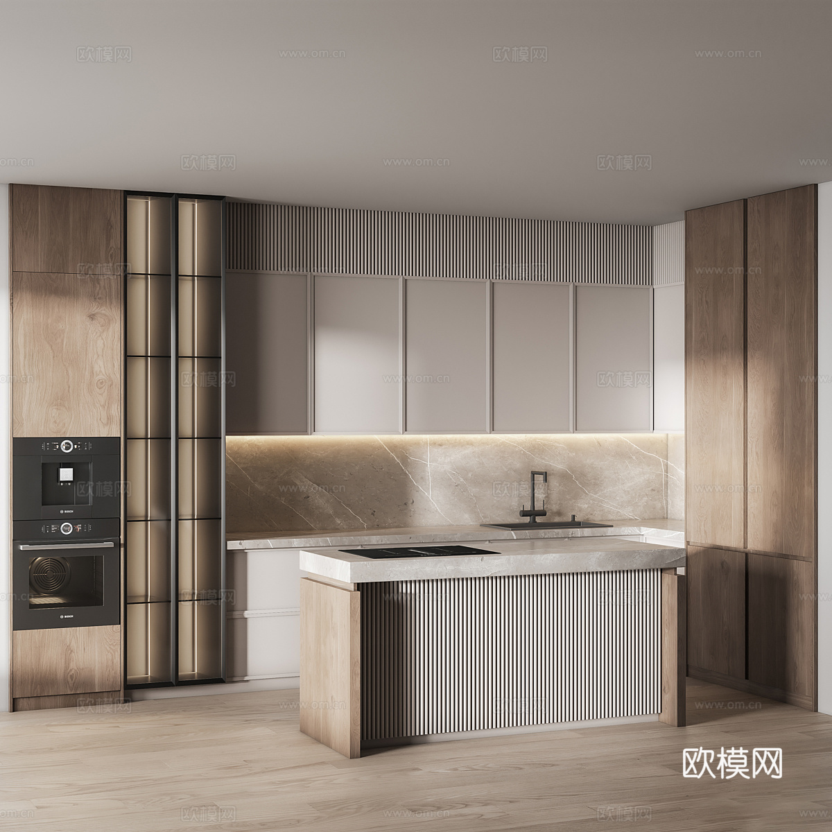现代意式极简橱柜3d模型