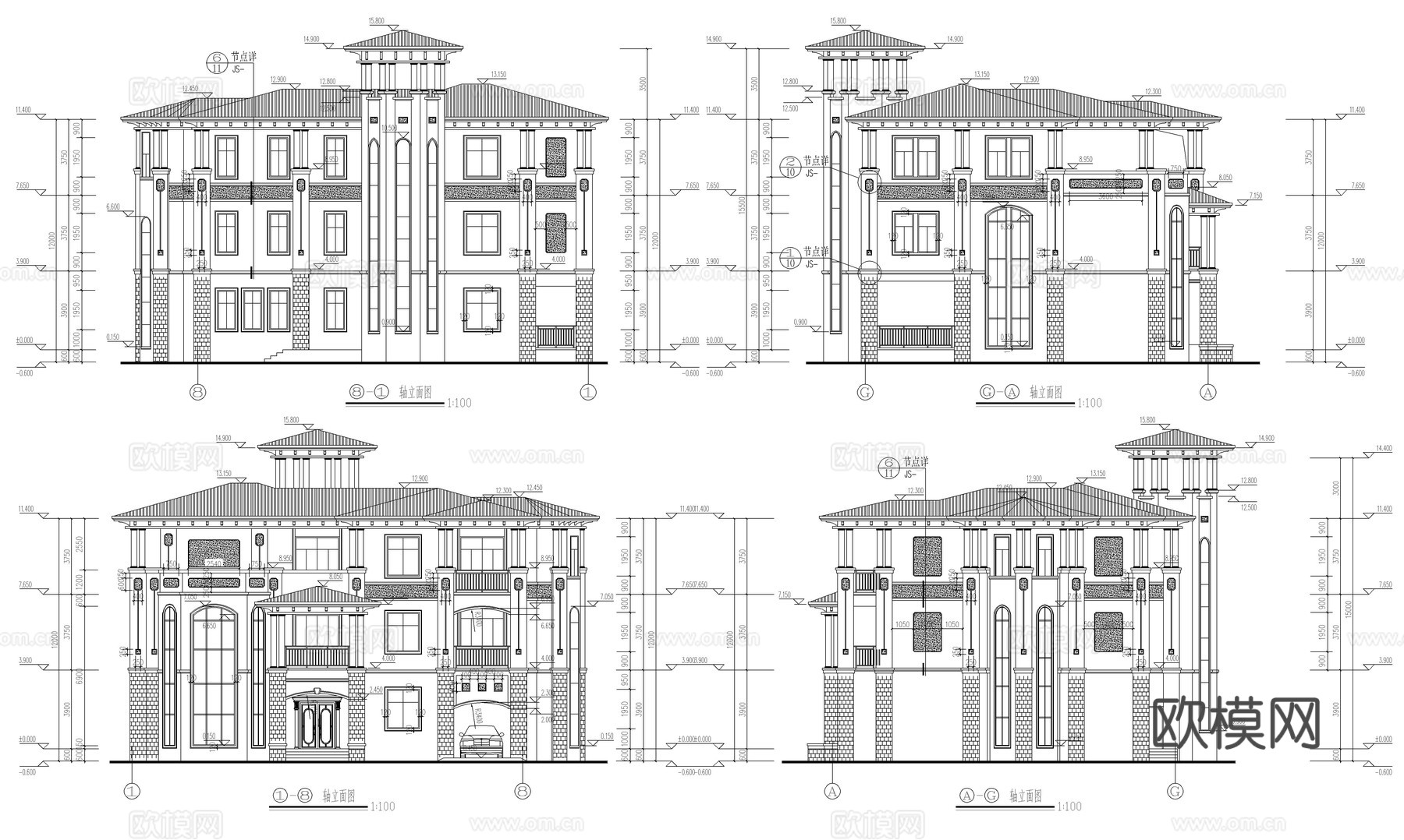 80套农村自建房建筑设计cad施工图