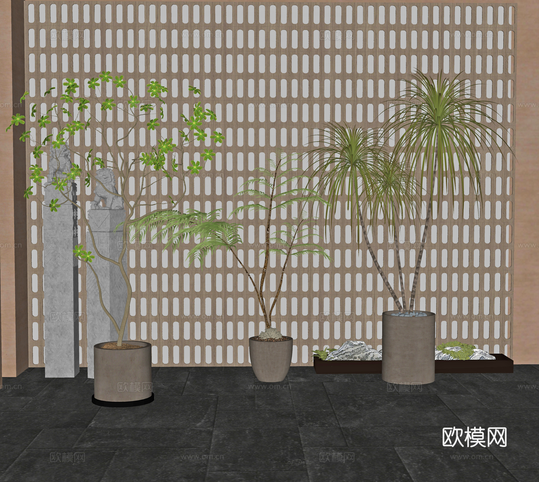 现代绿植盆栽su模型