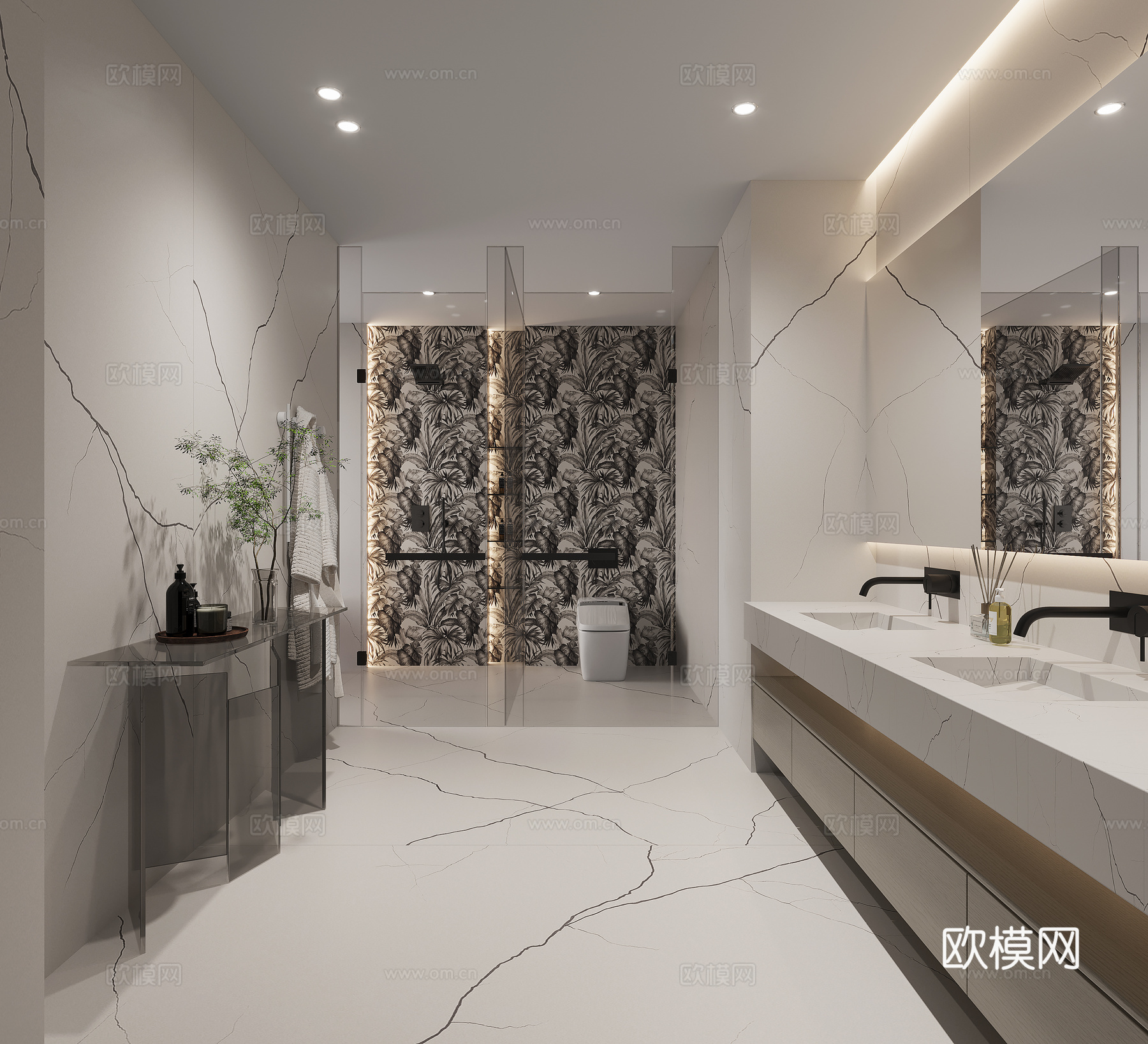 现代极简卫生间 干湿分离卫生间3d模型