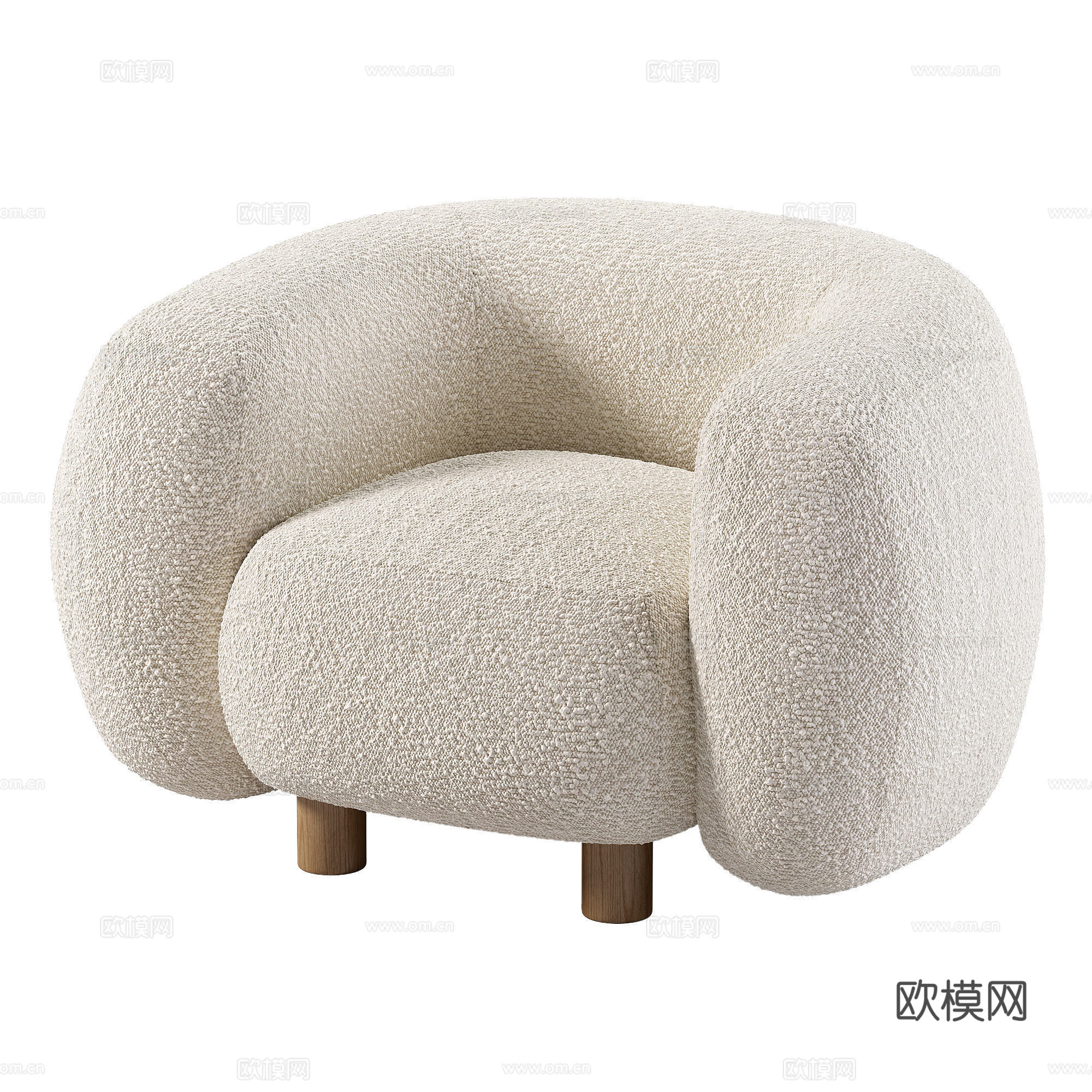 现代奶油风布艺沙发椅3d模型