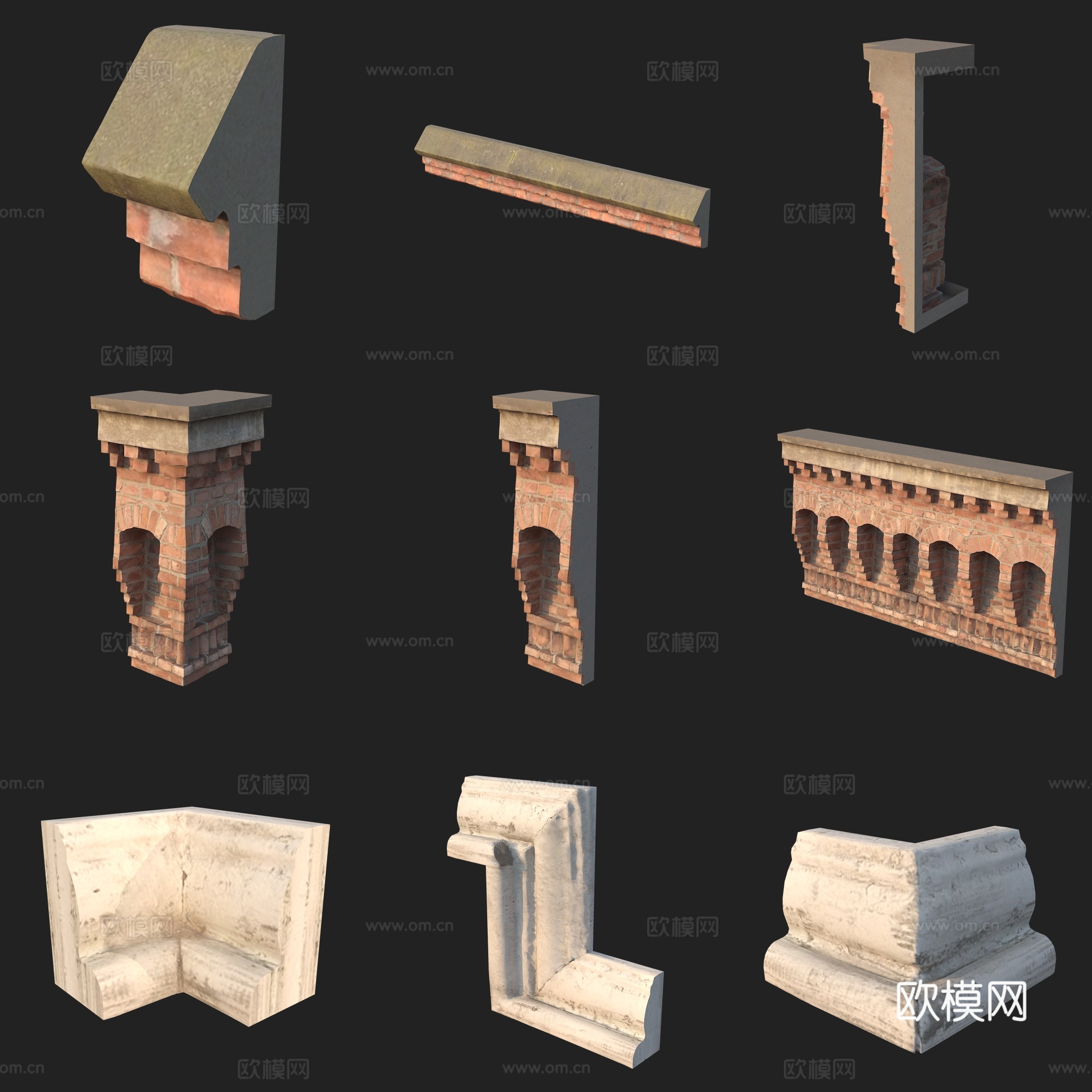 建筑构件石膏线屋檐踢脚线3d模型