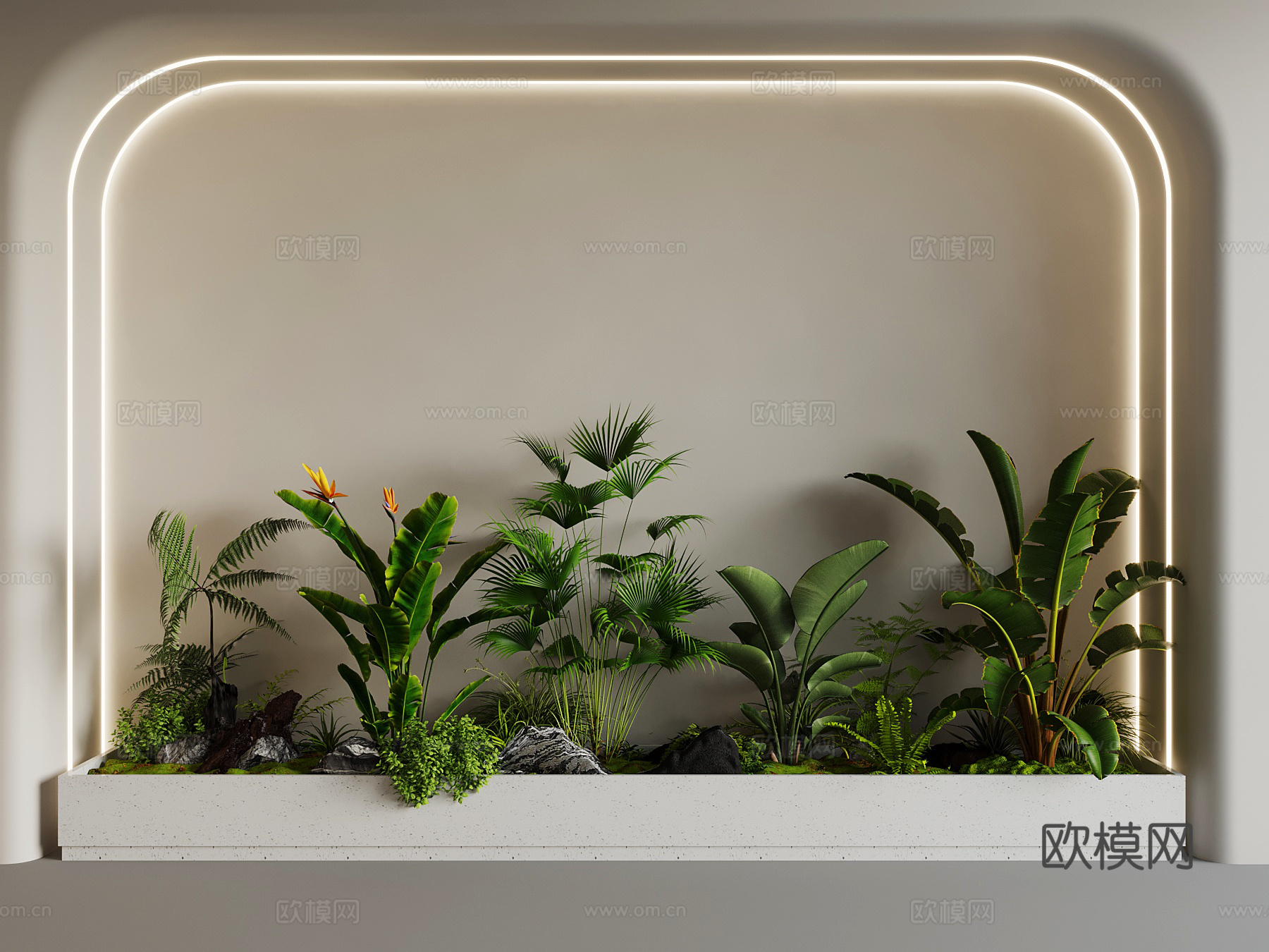 现代绿植 绿植堆3d模型