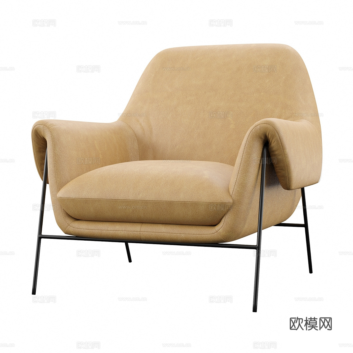 现代奶油风布艺休闲椅3d模型