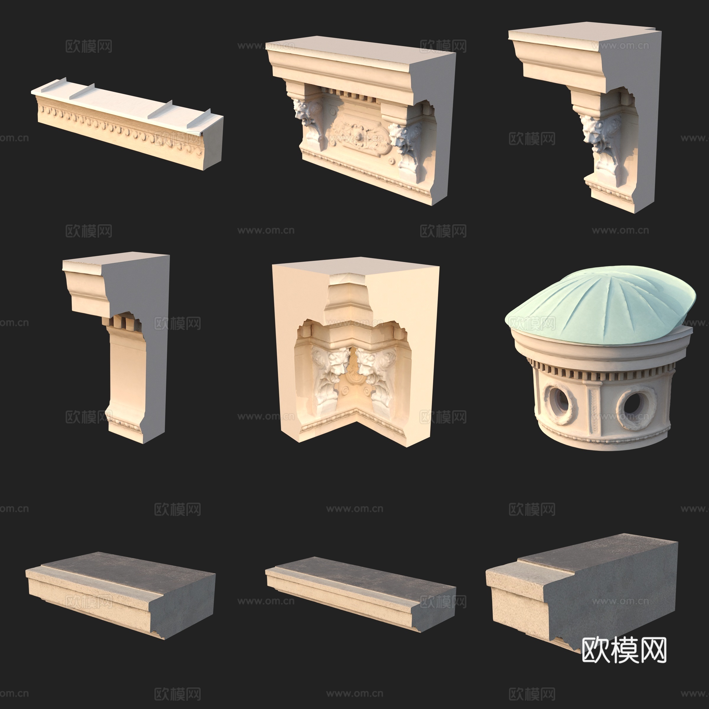 建筑构件石膏线屋檐雕花3d模型