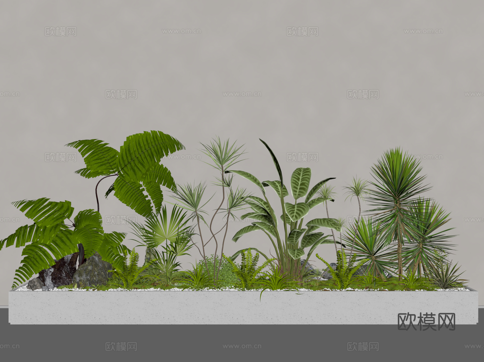 现代绿植 绿植堆su模型