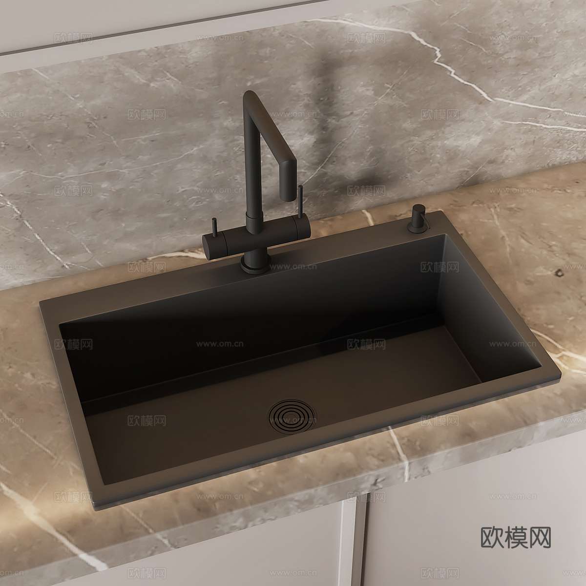 现代意式极简橱柜3d模型