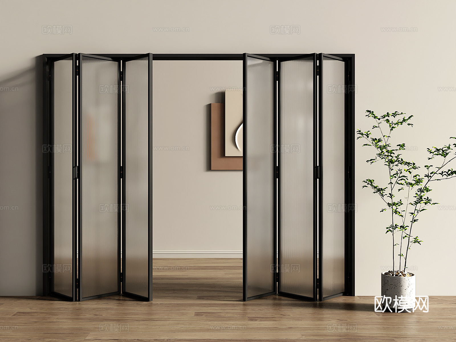 现代折叠门玻璃折叠门3d模型