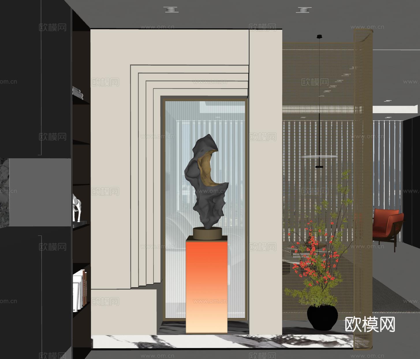 现代玄关过道 装饰性玄关 玄关隔断 入户玄关 门厅su模型