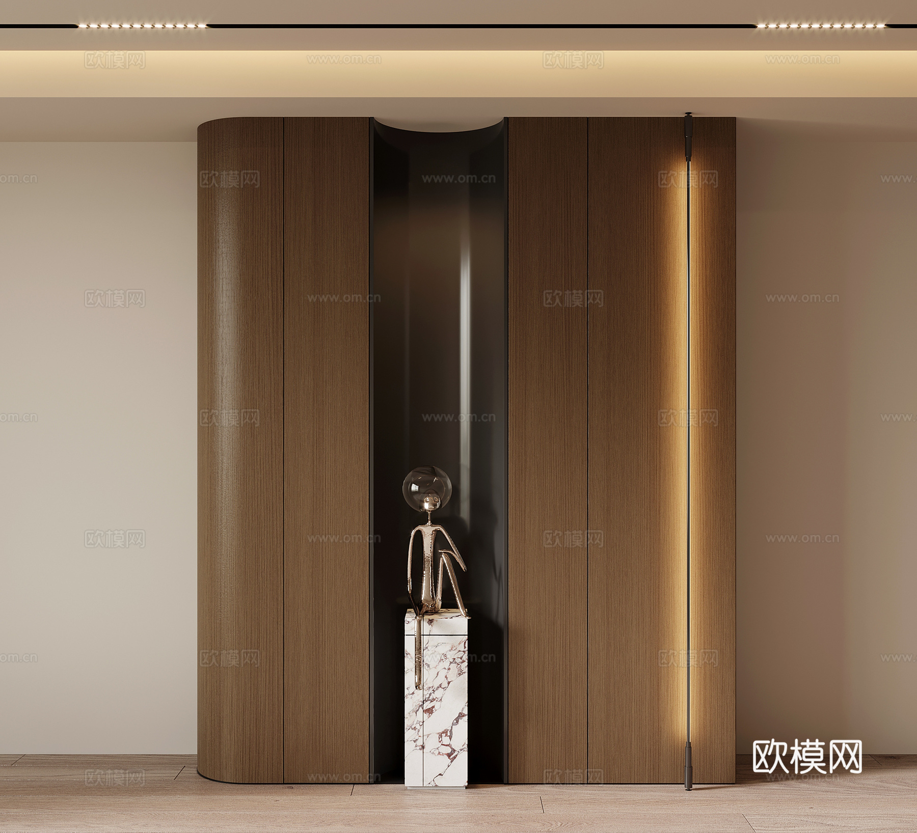 现代意式玄关背景墙3d模型