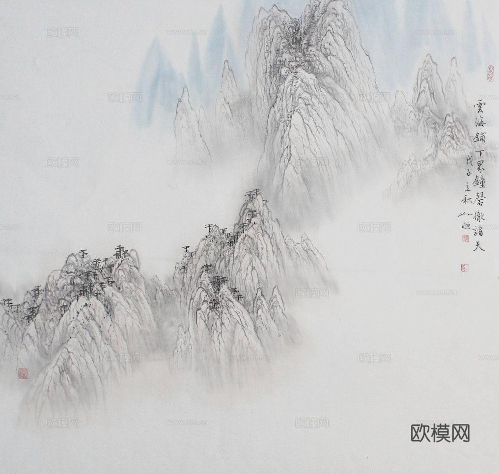 中式山水装饰画贴图
