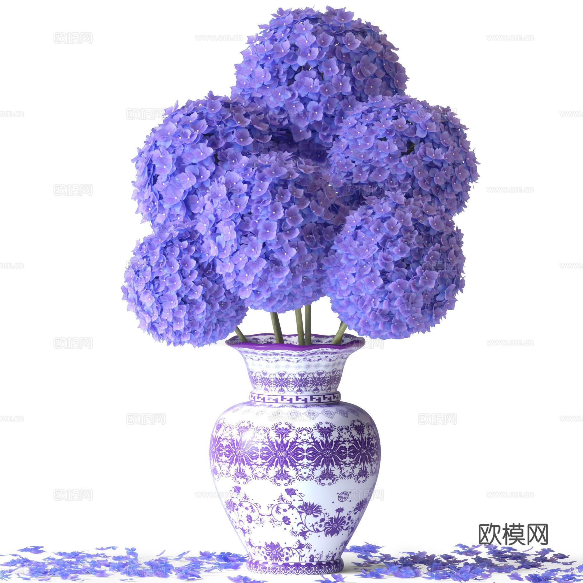 新中式绣球花束3d模型