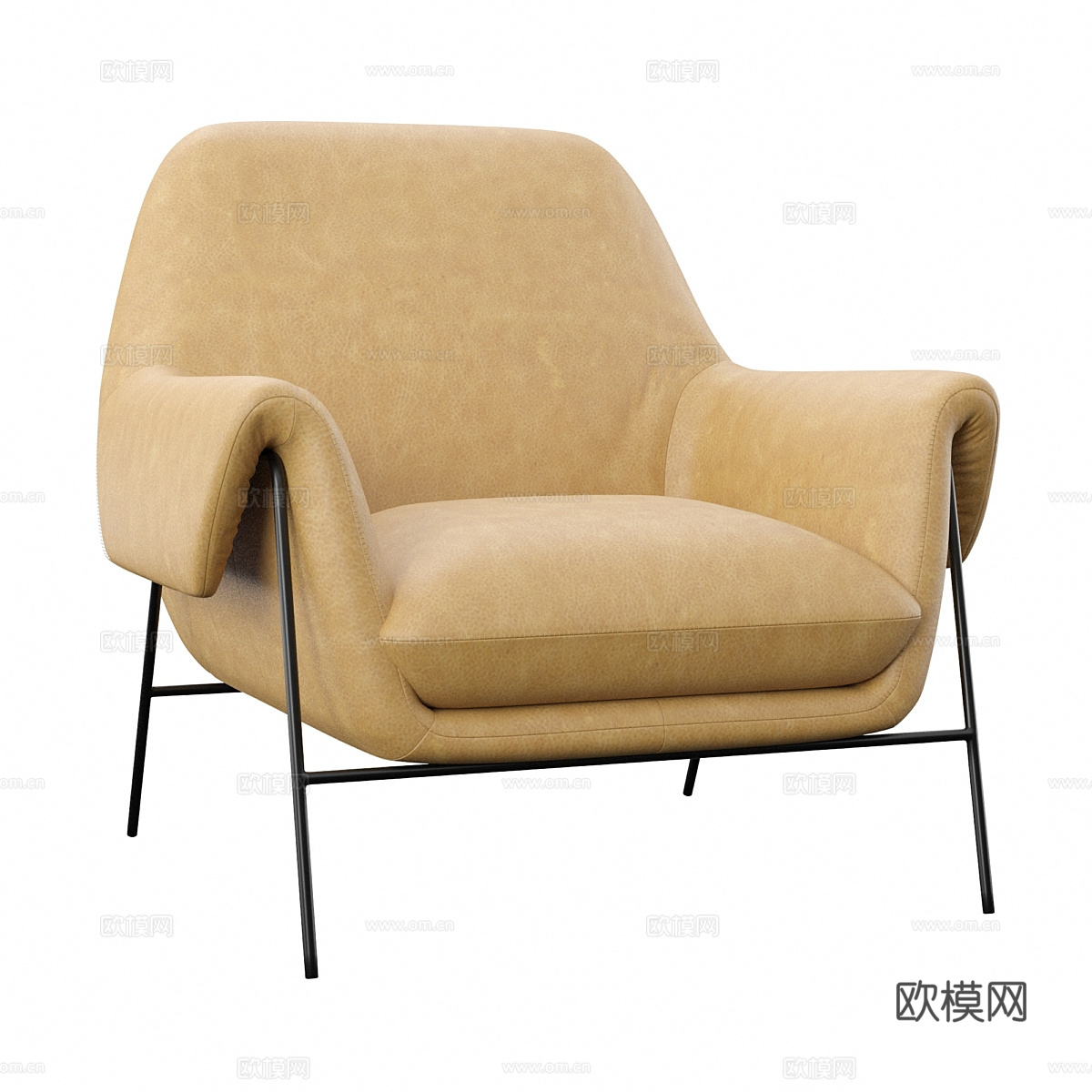 现代奶油风布艺休闲椅3d模型