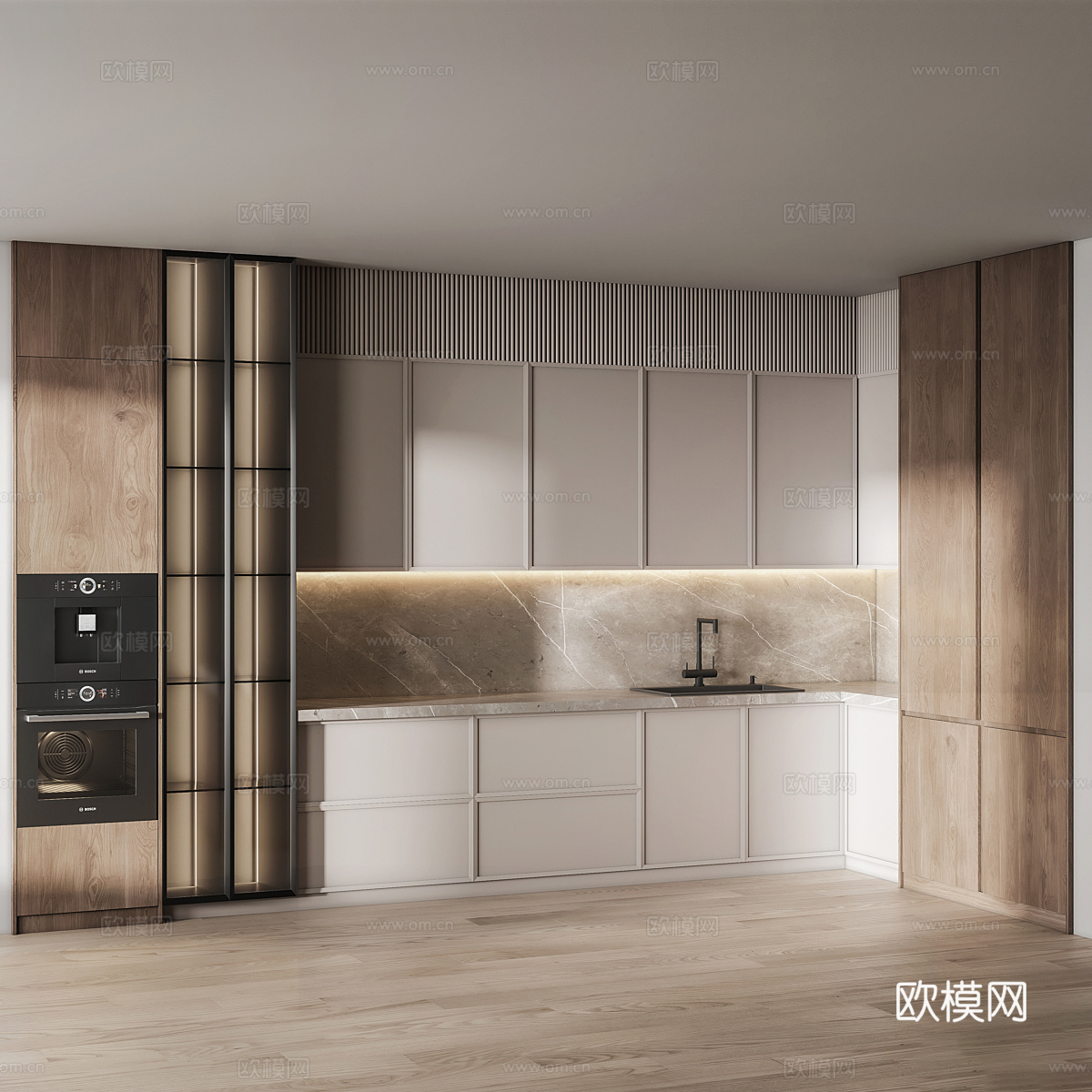 现代意式极简橱柜3d模型