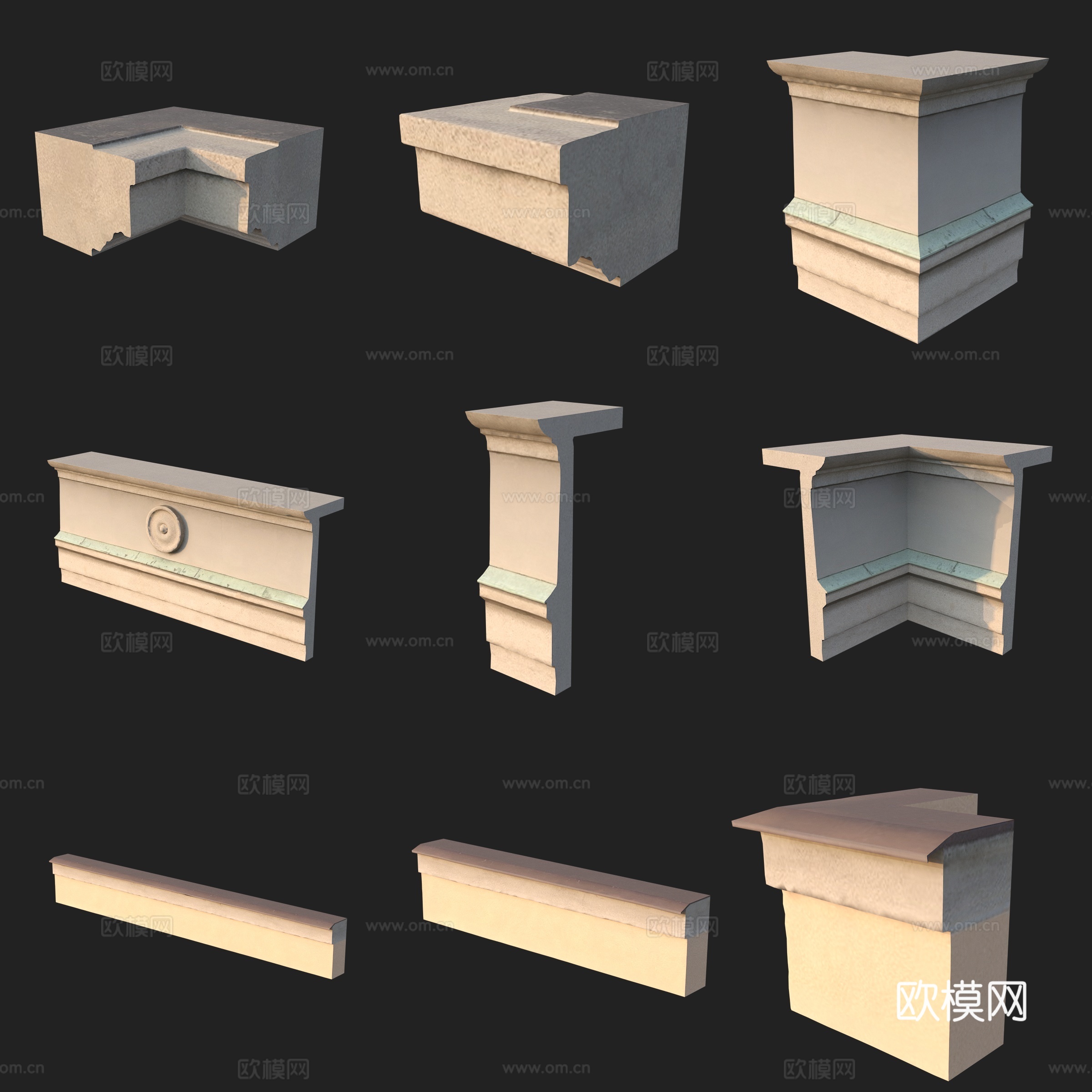 建筑构件石膏线屋檐3d模型