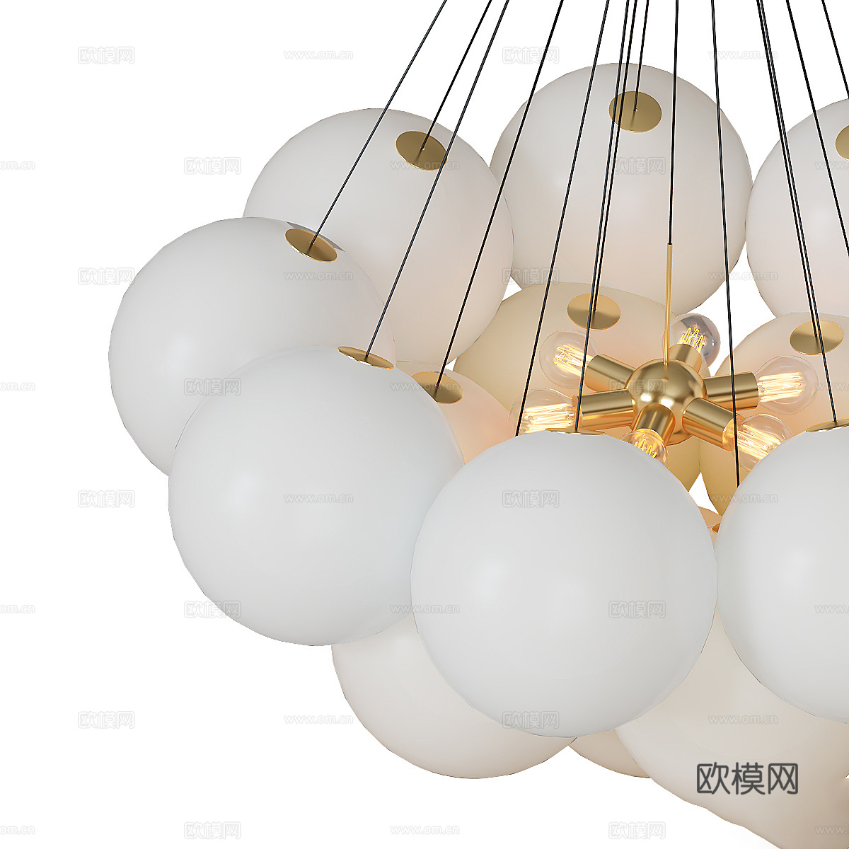 现代轻奢球形装饰吊灯3d模型