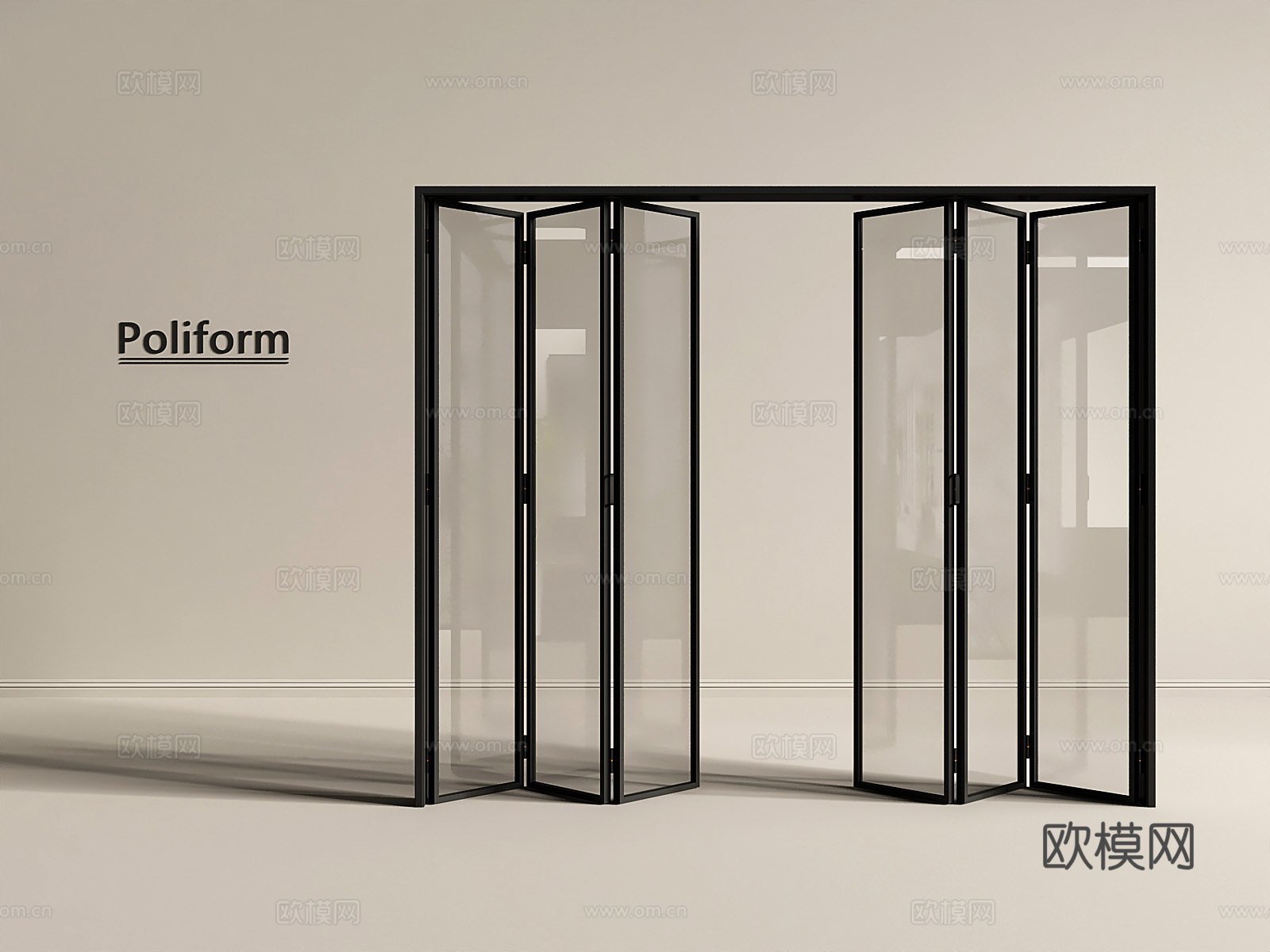 现代折叠门玻璃折叠门3d模型