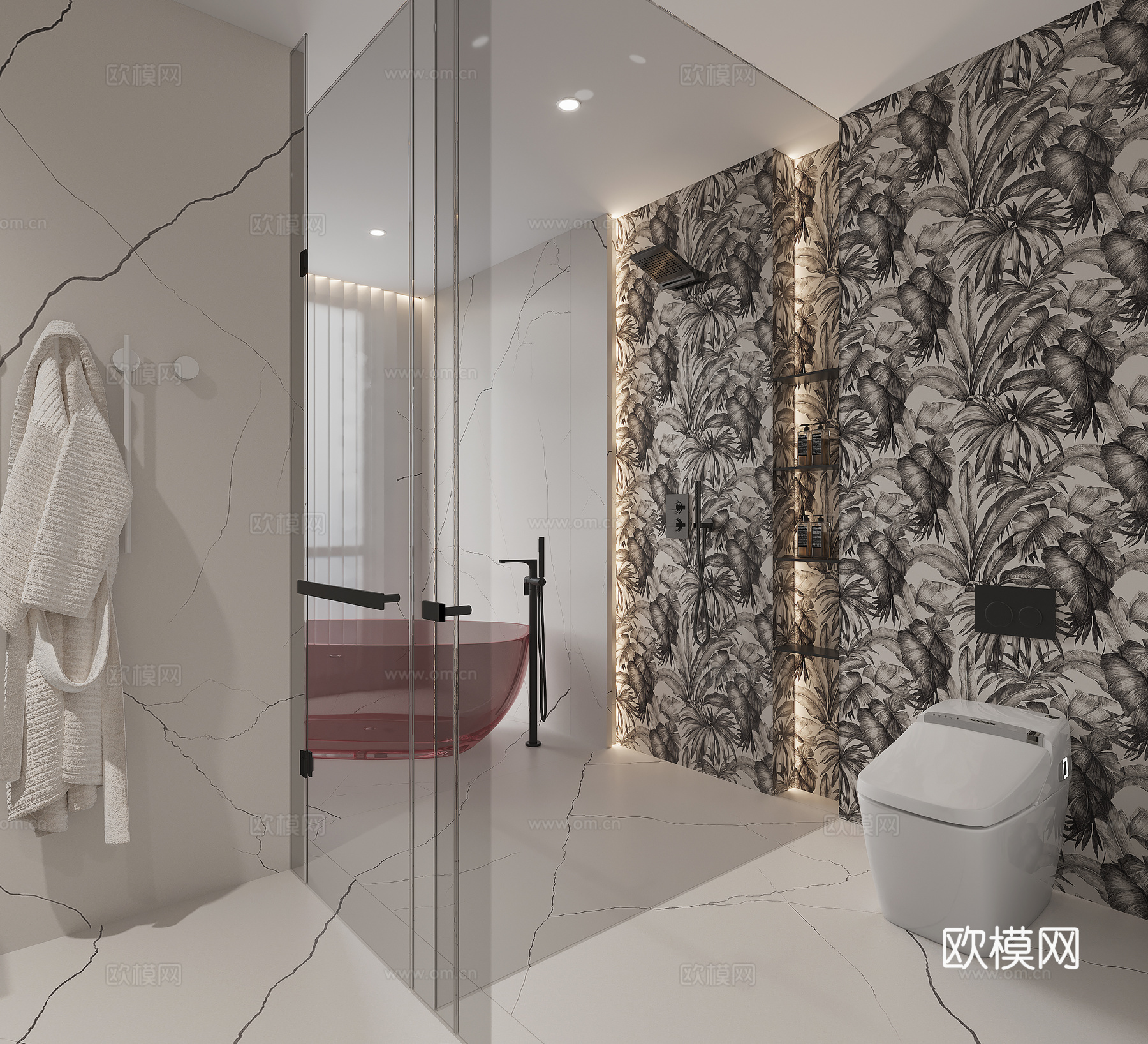 现代极简卫生间 干湿分离卫生间3d模型