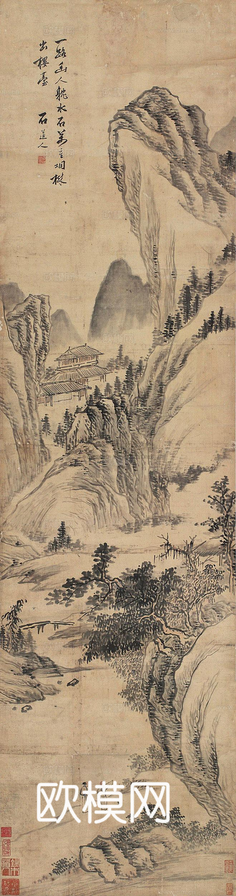 中式山水装饰画贴图