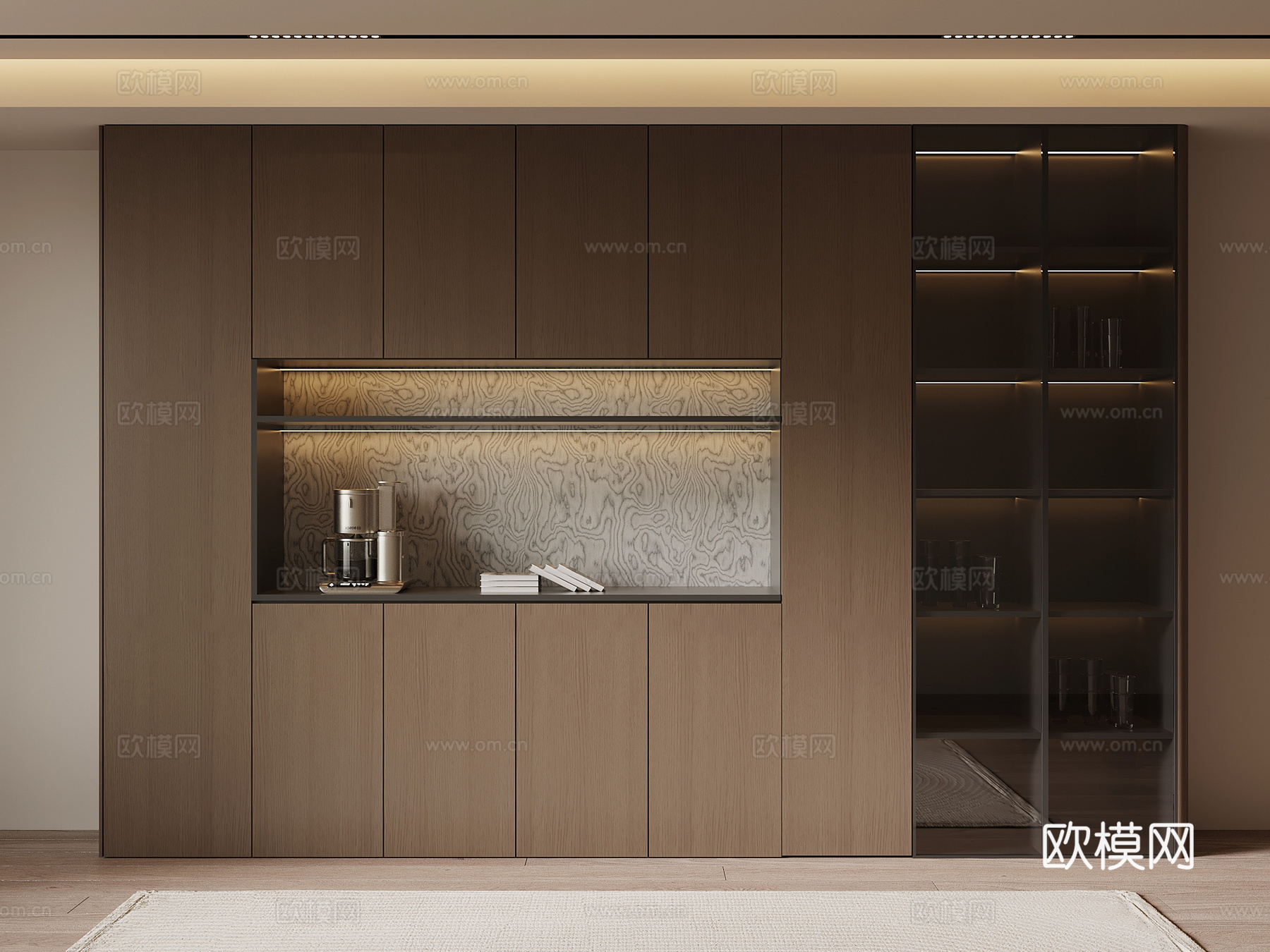 现代意式酒柜 餐边柜su模型