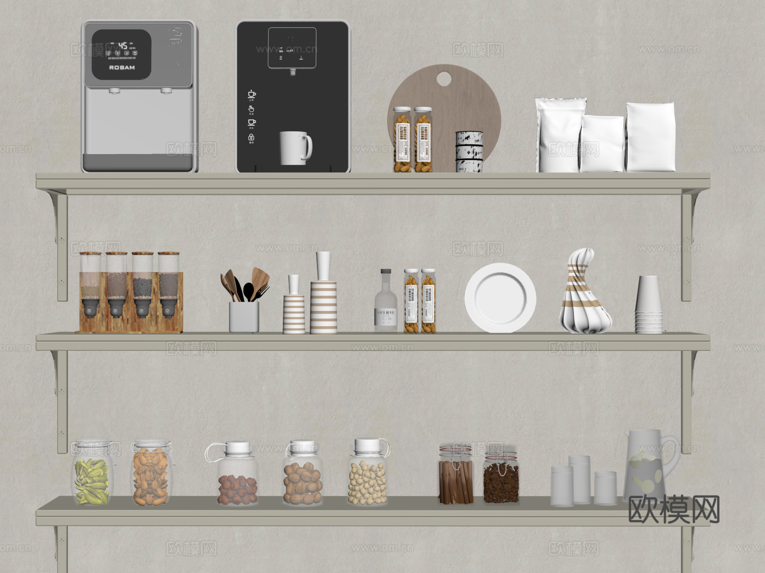 厨房用品 现代厨房用品 酒瓶 餐具su模型